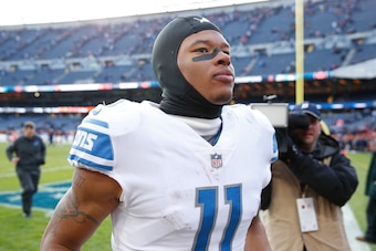 CHICAGO, IL - NOVEMBER 19: Marvin Jones Jr. #11 of the Detroit Lions looks on after a game against the Chicago Bears at Soldier Field on November 19, 2017 in Chicago, Illinois. The Lions beat the Bears 27-24. (Photo by Joe Robbins/Getty Images)