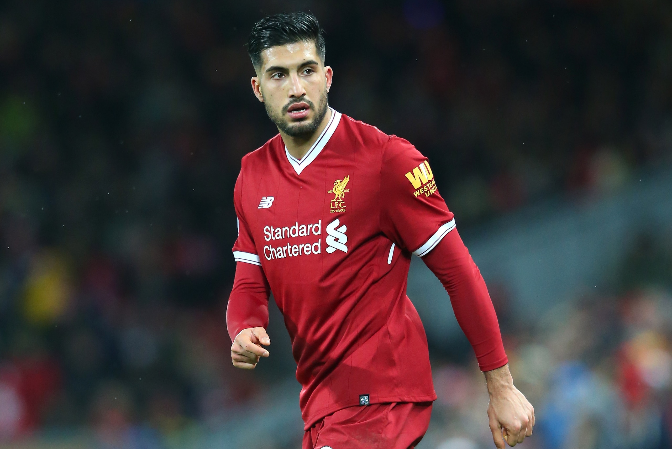 LIVERPOOL, ENGLAND - DECEMBER 13: Emre Can of Liverpool looks on during the Premier League match between Liverpool and West Bromwich Albion at Anfield on December 13, 2017 in Liverpool, England. (Photo by Alex Livesey - Danehouse/Getty Images) LIVERPOOL, ENGLAND - DECEMBER 13: Emre Can of Liverpool looks on during the Premier League match between Liverpool and West Bromwich Albion at Anfield on December 13, 2017 in Liverpool, England. (Photo by Alex Livesey - Danehouse/Getty Images)