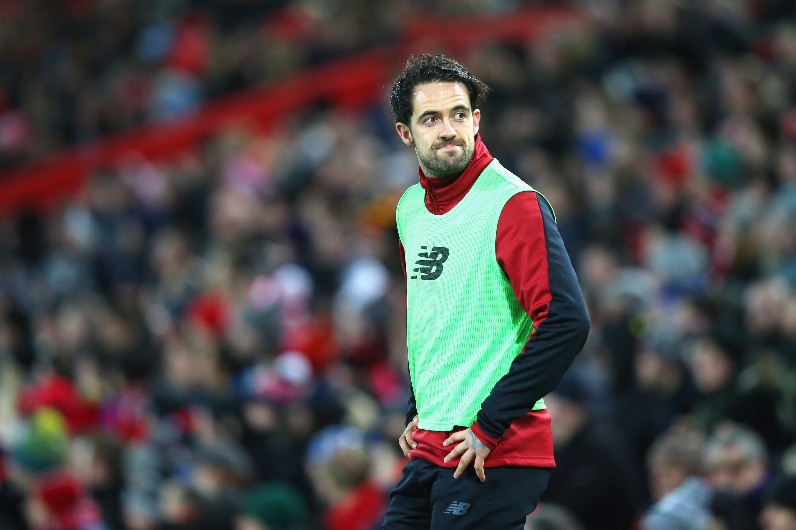 LIVERPOOL, ENGLAND - DECEMBER 13:  Danny Ings of Liverpool warms up during the Premier League match between Liverpool and West Bromwich Albion at Anfield on December 13, 2017 in Liverpool, England.  (Photo by Alex Livesey - Danehouse/Getty Images)