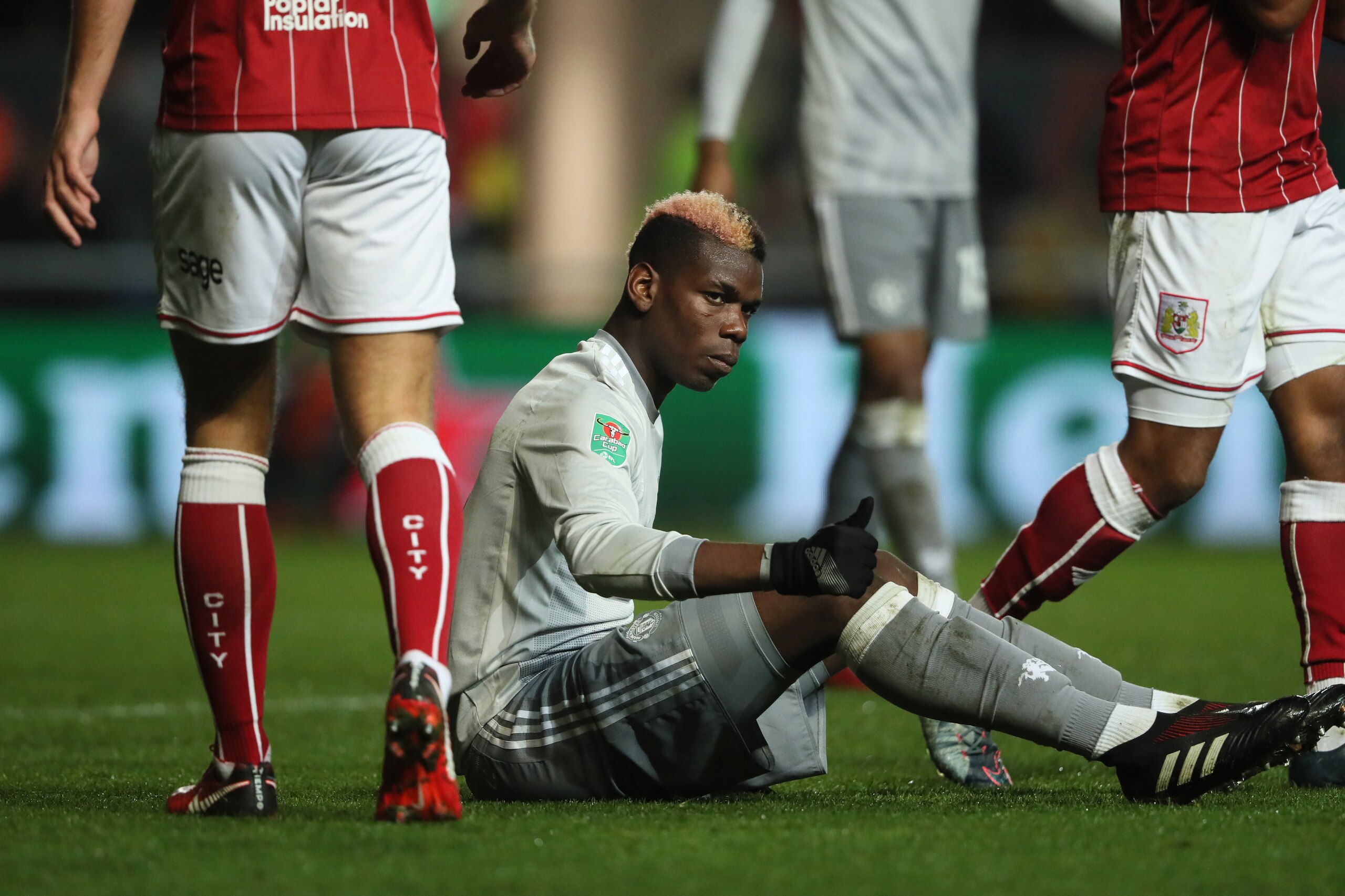 BRISTOL, ENGLAND - DECEMBER 20: Paul Pogba of Manchester United reacts during the Carabao Cup Quarter-Final match between Bristol City and Manchester United at Ashton Gate on December 20, 2017 in Bristol, England. (Photo by Matthew Ashton - AMA/Getty Im BRISTOL, ENGLAND - DECEMBER 20: Paul Pogba of Manchester United reacts during the Carabao Cup Quarter-Final match between Bristol City and Manchester United at Ashton Gate on December 20, 2017 in Bristol, England. (Photo by Matthew Ashton - AMA/Getty Im