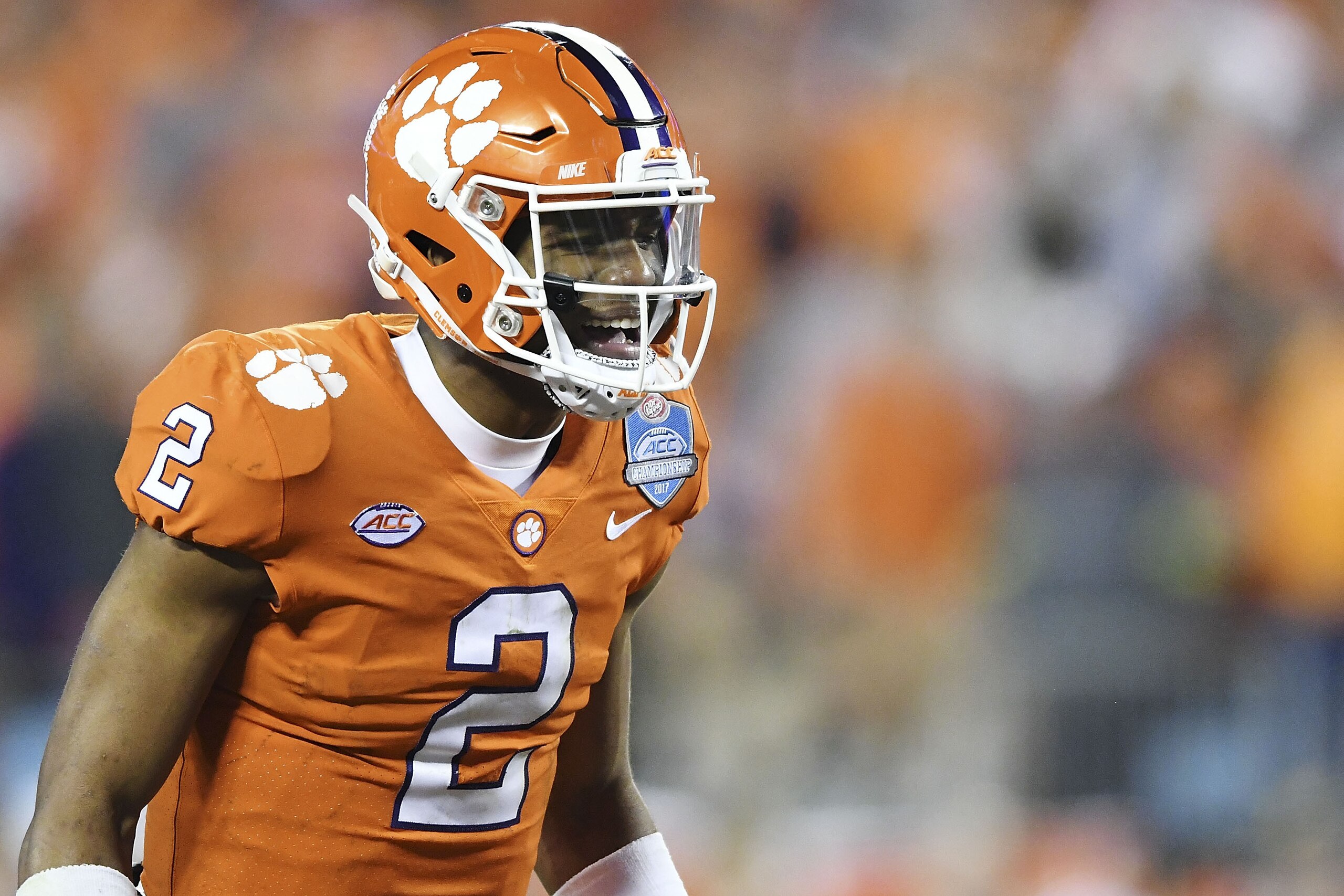 CHARLOTTE, NC - DECEMBER 02: Kelly Bryant #2 of the Clemson Tigers calls out plays against the Miami Hurricanes during the ACC Football Championship at Bank of America Stadium on December 2, 2017 in Charlotte, North Carolina.  (Photo by Mike Comer/Getty I