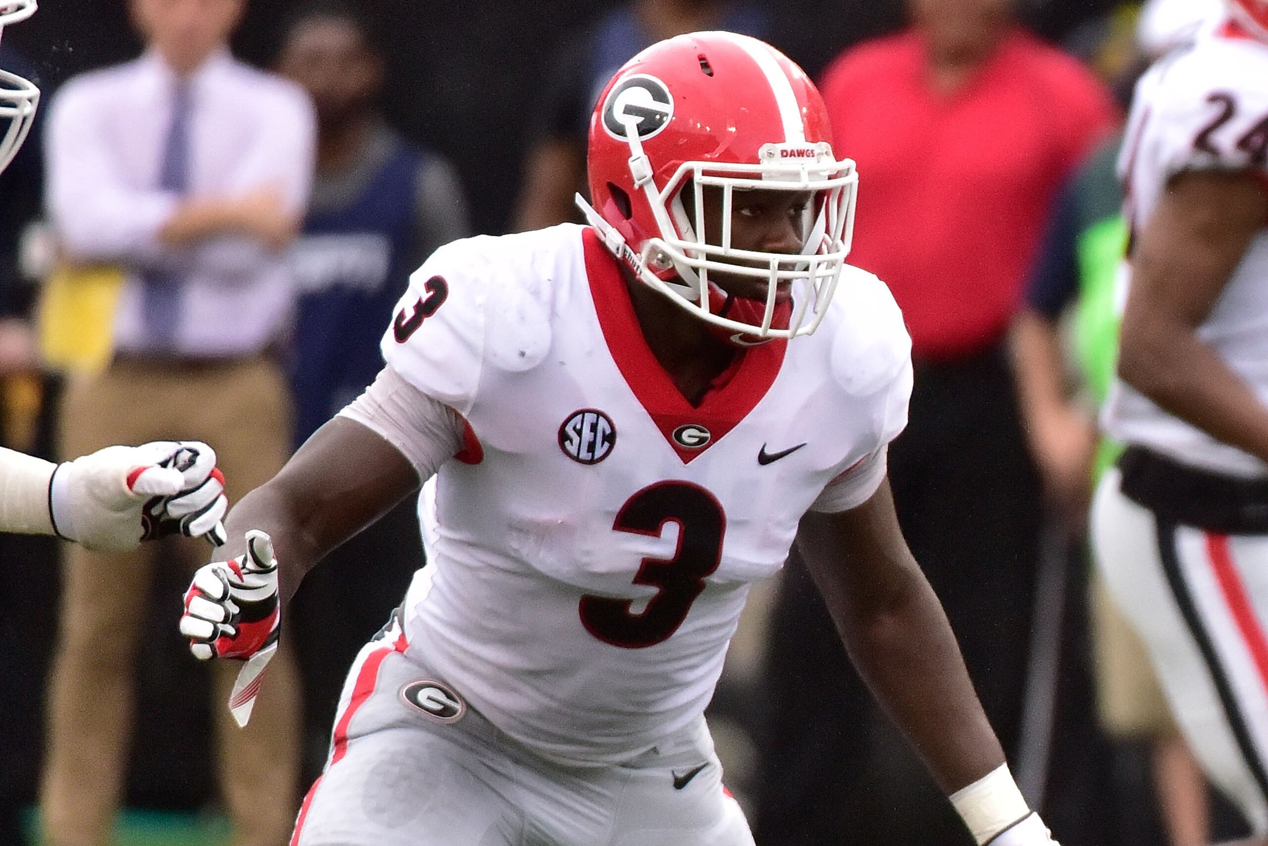 NASHVILLE, TN - OCTOBER 07:  Roquan Smith #3 of the Georgia Bulldogs plays against the Vanderbilt Commodores at Vanderbilt Stadium on October 7, 2017 in Nashville, Tennessee.  (Photo by Frederick Breedon/Getty Images)