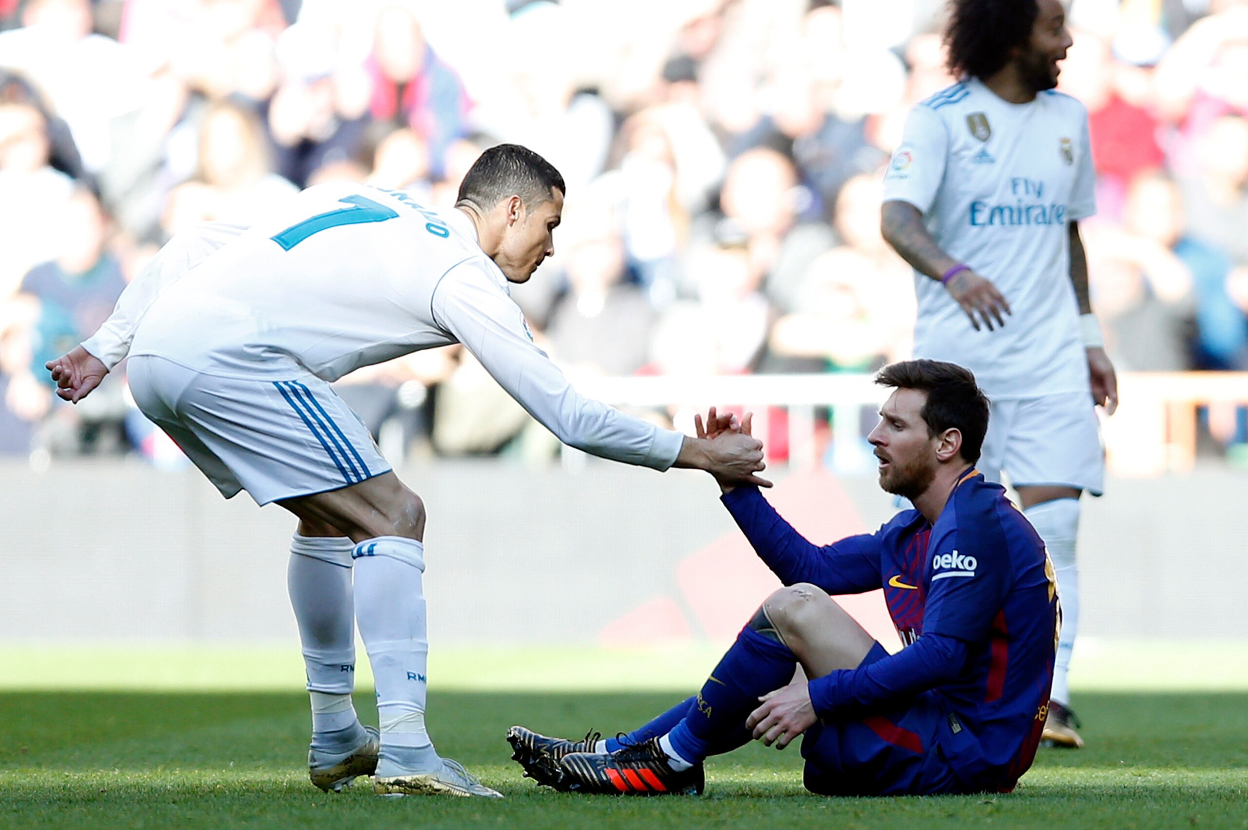 Ronaldo won the title in 2016/17 but Messi has been dominant this season.