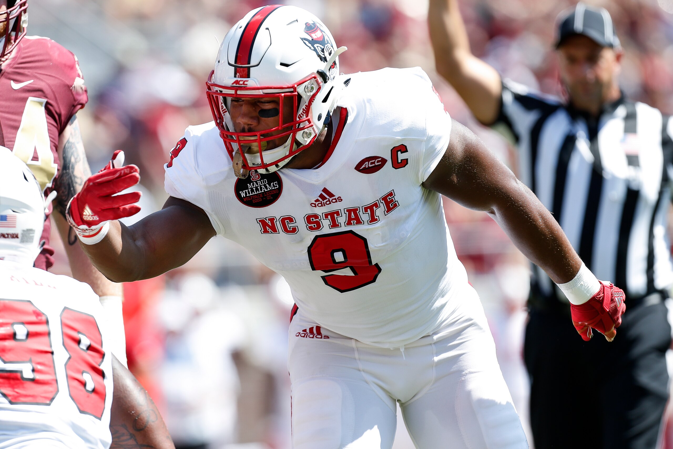 TALLAHASSEE, FL - SEPTEMBER 23: Defensive End Bradley Chubb #9 of the North Carolina State Wolfpack during the game against the Florida State Seminoles at Doak Campbell Stadium on Bobby Bowden Field on September 23, 2017 in Tallahassee, Florida. NC State TALLAHASSEE, FL - SEPTEMBER 23: Defensive End Bradley Chubb #9 of the North Carolina State Wolfpack during the game against the Florida State Seminoles at Doak Campbell Stadium on Bobby Bowden Field on September 23, 2017 in Tallahassee, Florida. NC State