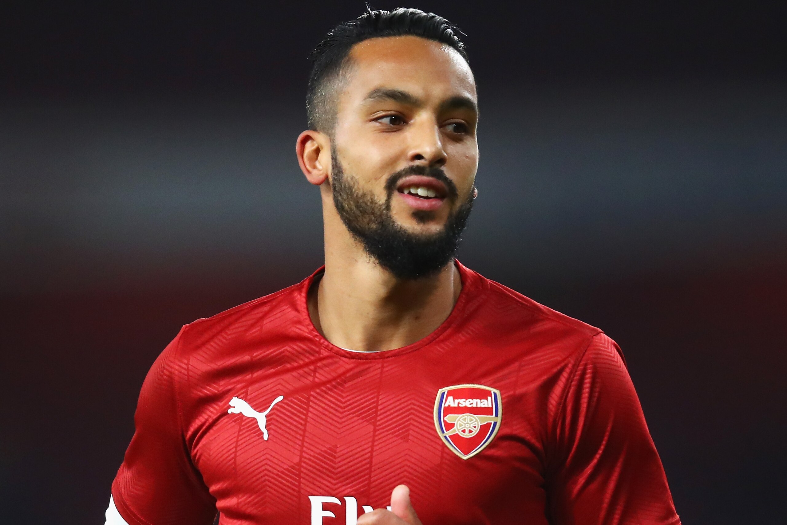 LONDON, ENGLAND - DECEMBER 19:  Theo Walcott of Arsenal looks on prior to the Carabao Cup Quarter-Final match between Arsenal and West Ham United at Emirates Stadium on December 19, 2017 in London, England.  (Photo by Julian Finney/Getty Images)