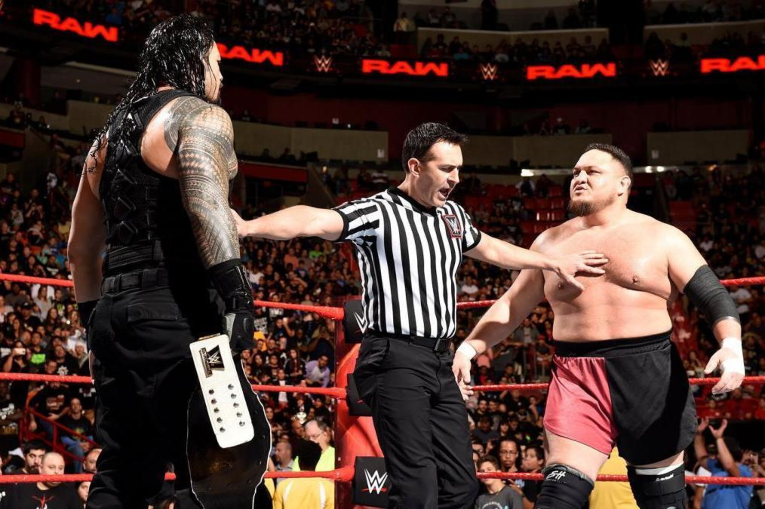 Roman Reigns and Samoa Joe prepare to go to battle on Monday's Raw.
