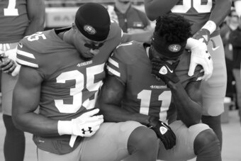 From left: Eric Reid and Marquise Goodwin