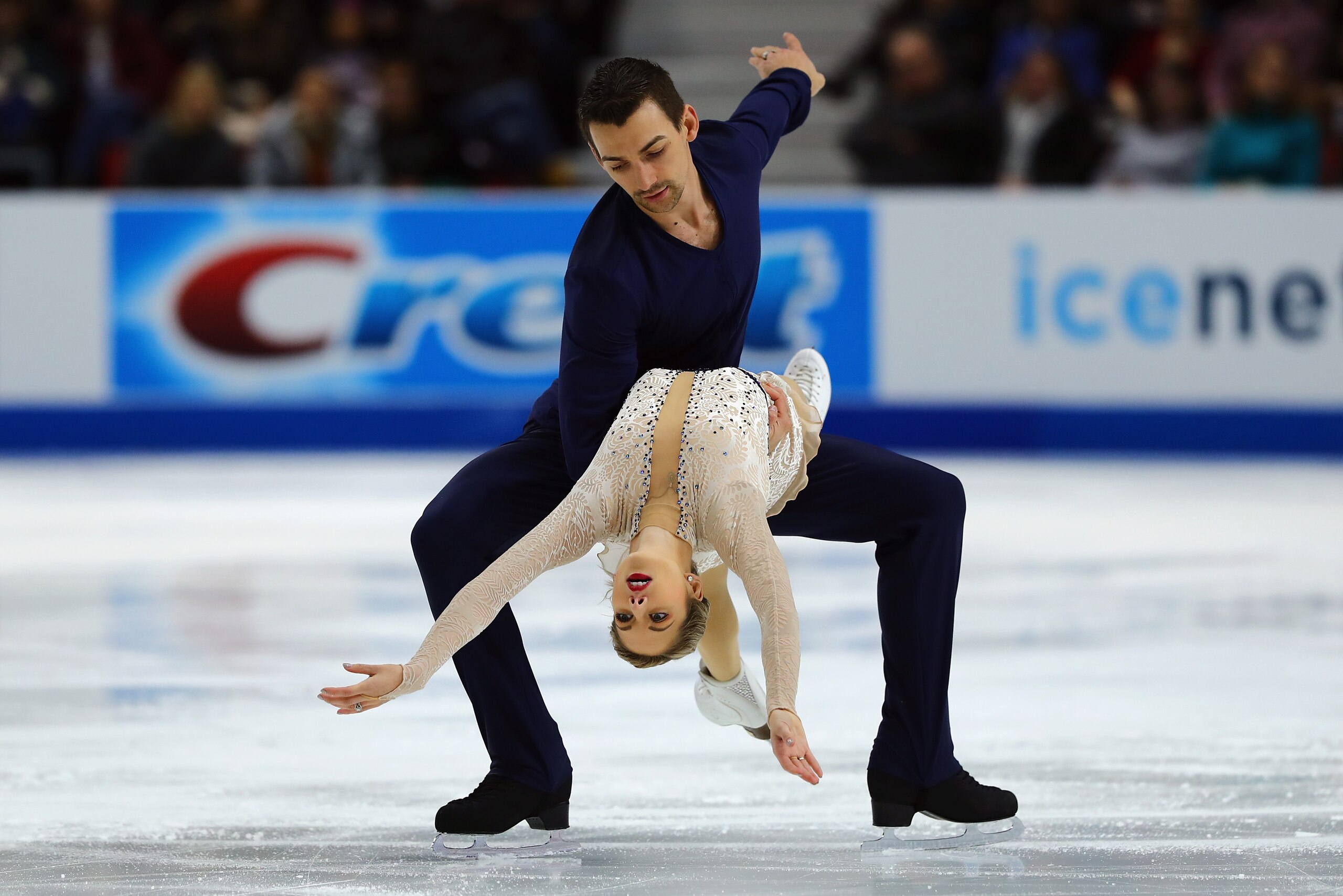 LAKE PLACID, NY - NOVEMBER 24:  Alexa Scimeca Knierim and Chris Knierim of the United States compete in the Pairs Short Program during day one of 2017 Bridgestone Skate America at Herb Brooks Arena on November 24, 2017 in Lake Placid, New York.  (Photo by