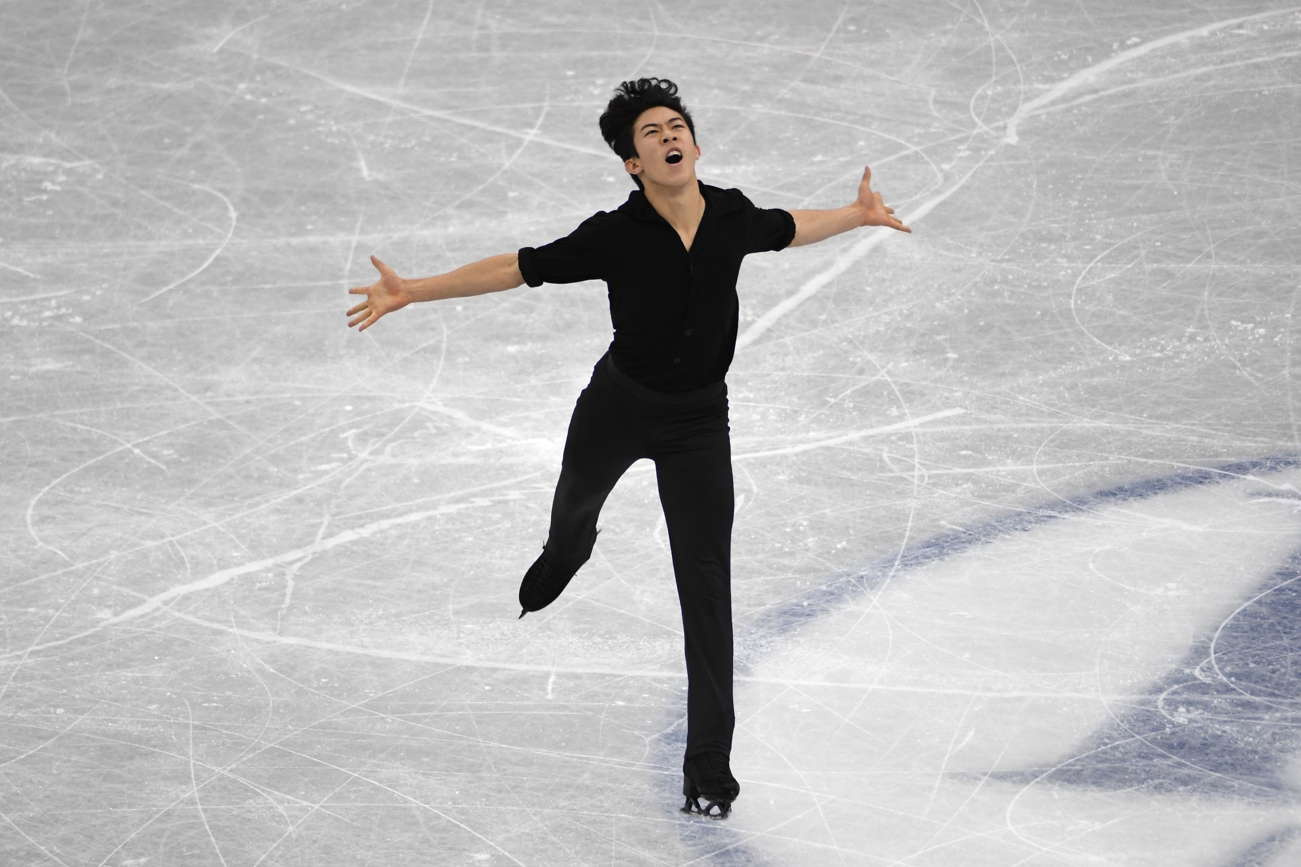 Nathan Chen of the US competes during the men's short programme of the Grand Prix of Figure Skating final in Nagoya on December 7, 2017. / AFP PHOTO / Toshifumi KITAMURA        (Photo credit should read TOSHIFUMI KITAMURA/AFP/Getty Images)