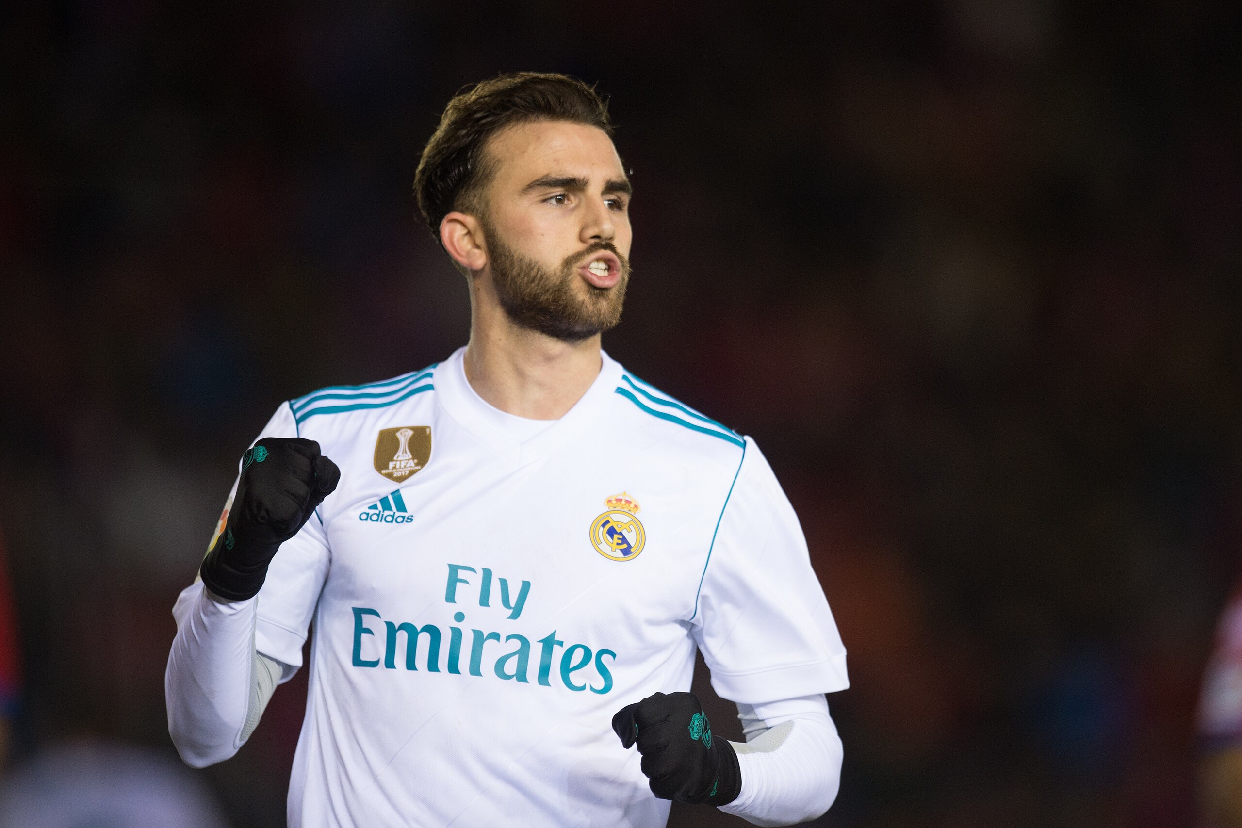 SORIA, SPAIN - JANUARY 04: Borja Mayoral of Real Madrid celebrates after scoring his team's 3rd goal during the Copa del Rey match between Numancia and Real Madrid at Nuevo Estadio Los Pajarito on January 4, 2018 in Soria, Spain. (Photo by Denis Doyle/Get