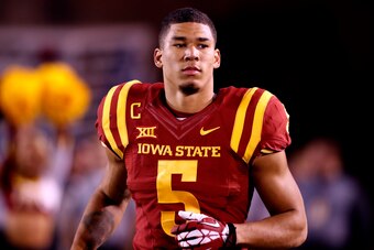 AMES, IA – NOVEMBER 3: Wide receiver Allen Lazard #5 of the Iowa State Cyclones on the sidelines in the first half of play against the Oklahoma Sooners at Jack Trice Stadium on November 3, 2016 in Ames, Iowa. The Oklahoma Sooners won 34-24 over the Iowa S