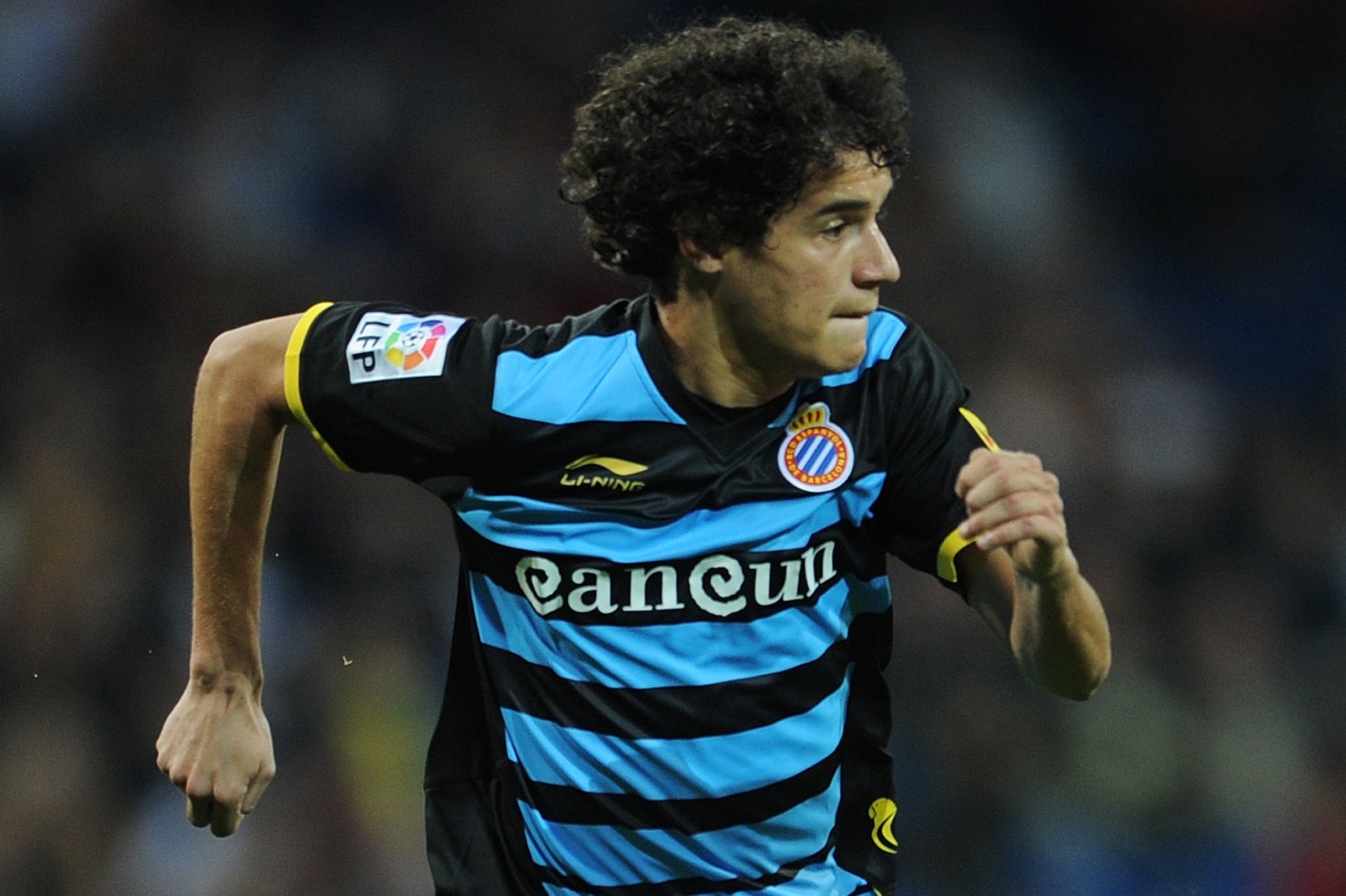 MADRID, SPAIN - MARCH 04:  Philippe Coutinho of RCD Espanyol in action during the la Liga match between Real Madrid and Espanyol at Estadio Santiago Bernabeu on March 4, 2012 in Madrid, Spain.  (Photo by Jasper Juinen/Getty Images)