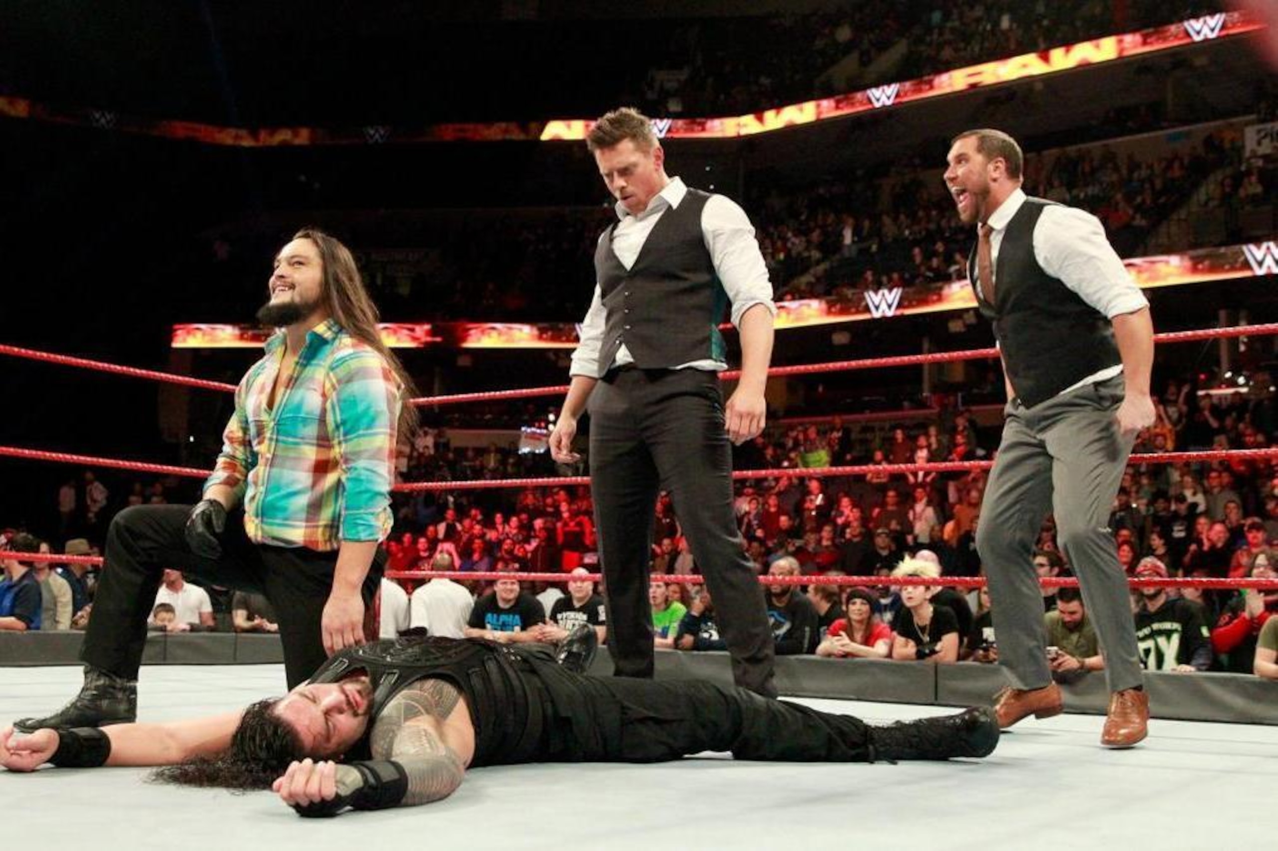 The Miztourage ended Monday's Raw gloating about an attack on Roman Reigns.