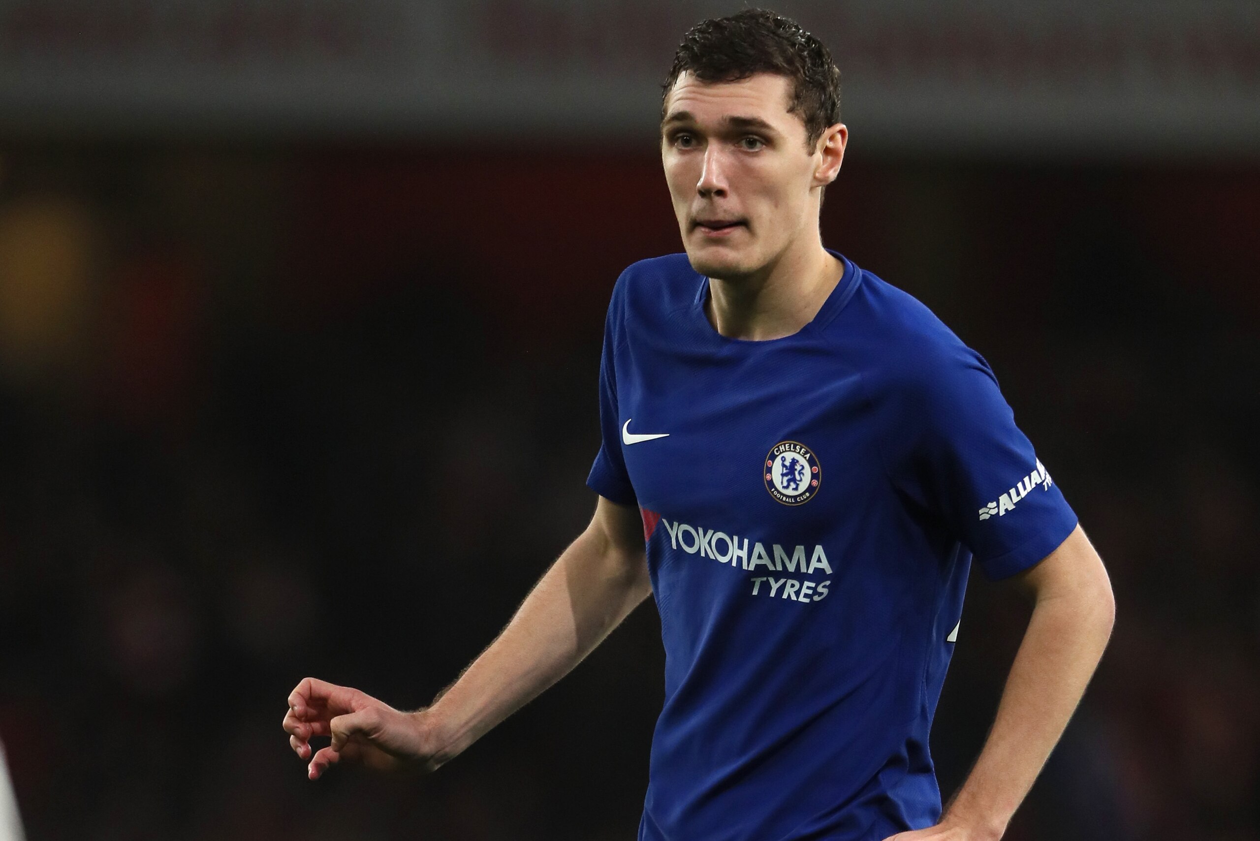 LONDON, ENGLAND - JANUARY 03:  Andreas Christensen of Chelsea looks on during the Premier League match between Arsenal and Chelsea at Emirates Stadium on January 3, 2018 in London, England.  (Photo by Matthew Ashton - AMA/Getty Images)