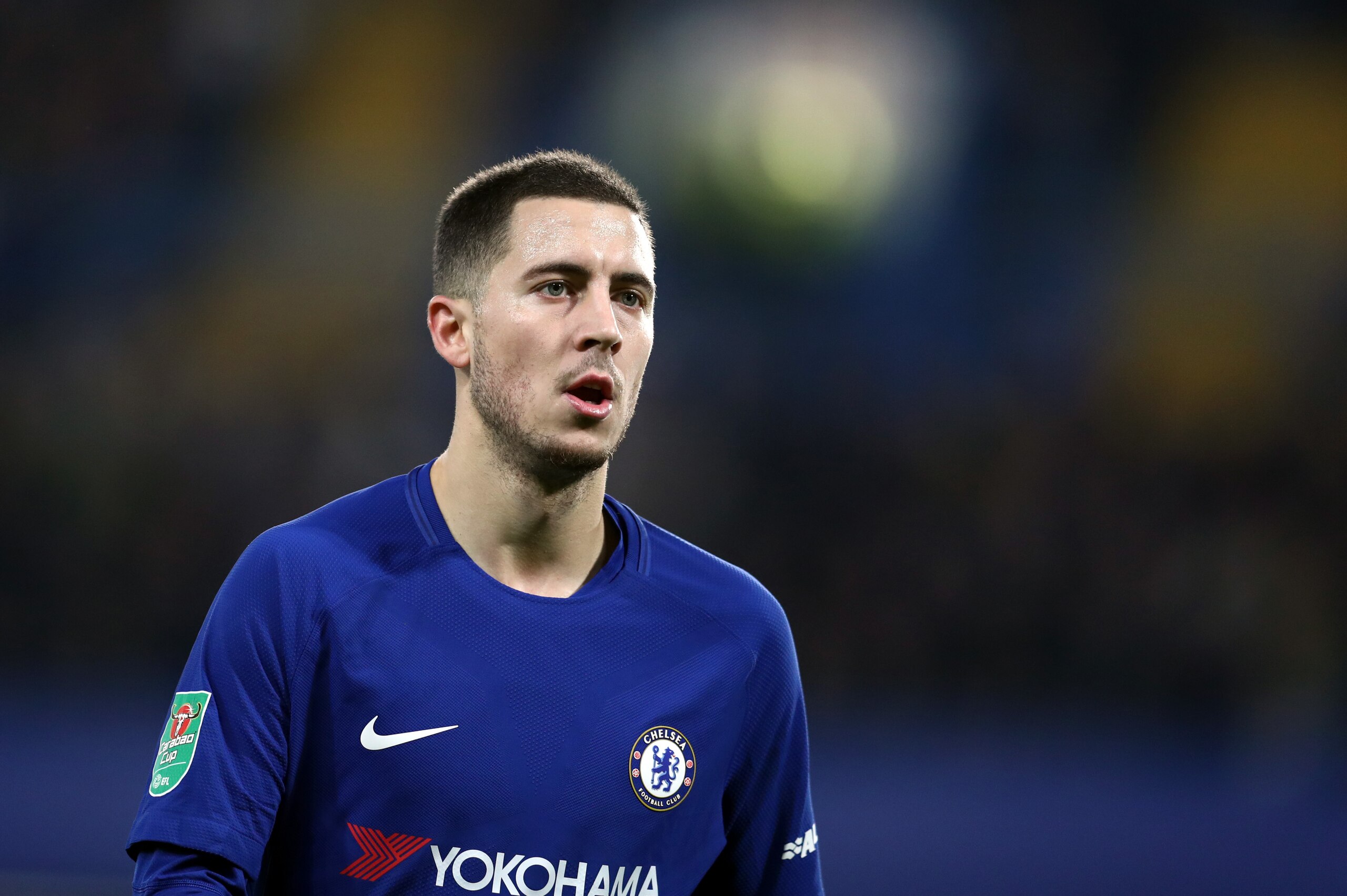 LONDON, ENGLAND - JANUARY 10: Eden Hazard of Chelsea during the Carabao Cup Semi-Final First Leg match between Chelsea and Arsenal at Stamford Bridge on January 10, 2018 in London, England. (Photo by Catherine Ivill/Getty Images)