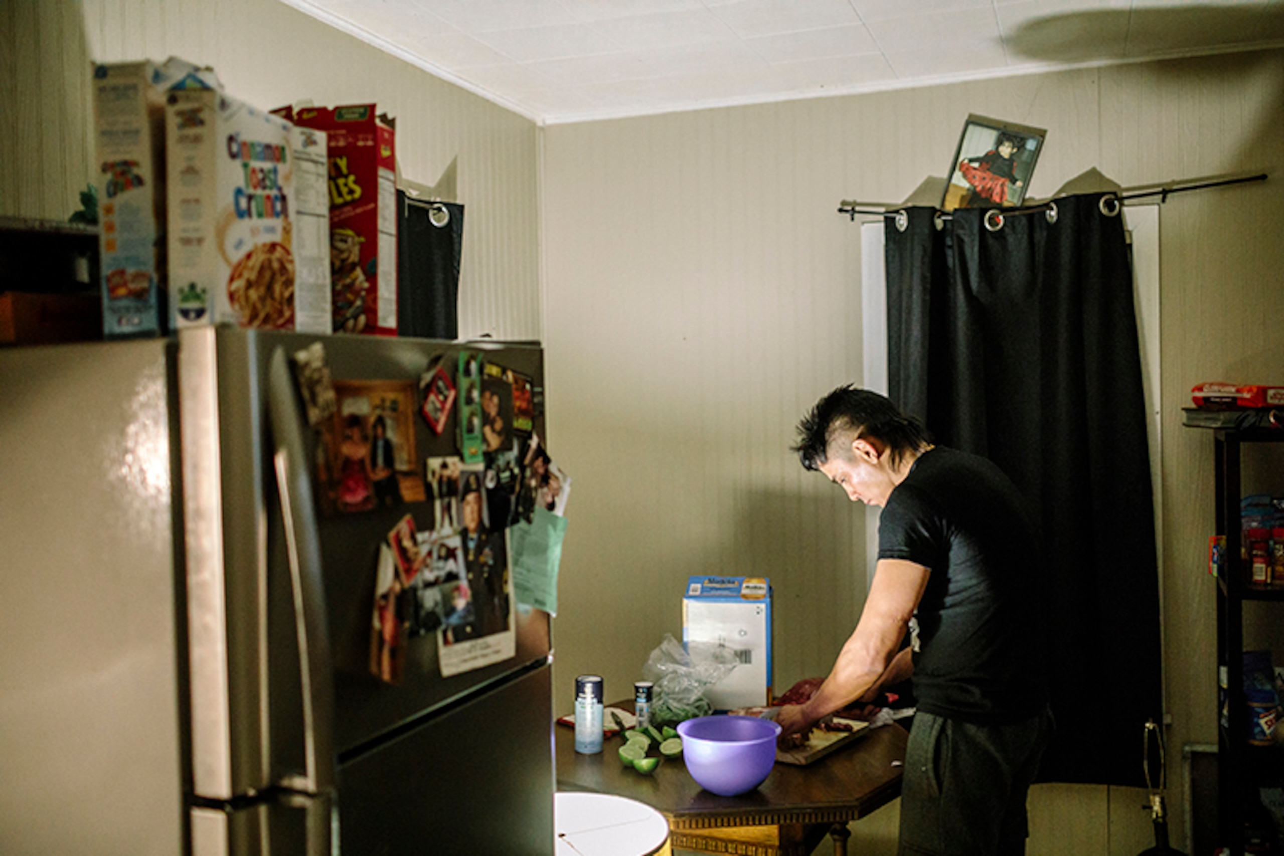 Torres makes his famous tacos at home.