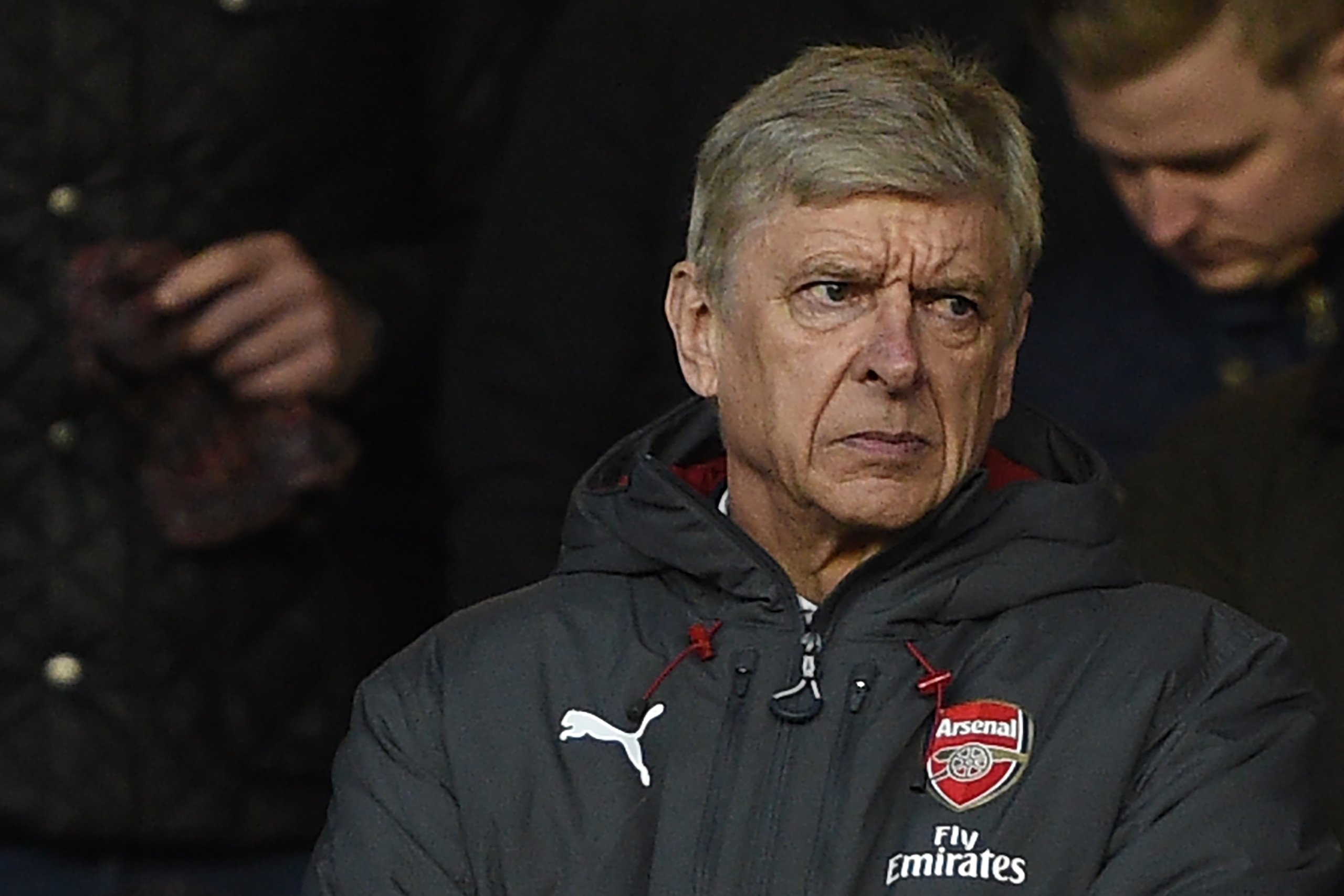 Arsenal's French manager Arsene Wenger looks on from the stands during the English FA Cup third round football match between Nottingham Forest and Arsenal at The City Ground in Nottingham, central England, on January 7, 2018. / AFP PHOTO / Oli SCARFF / RE