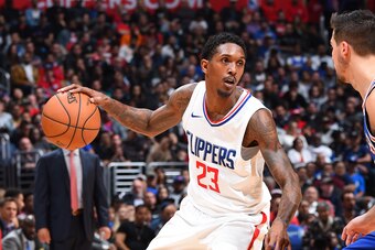 LOS ANGELES, CA - NOVEMBER 13: Lou Williams #23 of the LA Clippers handles the ball during the game against the Philadelphia 76ers on November 13, 2017 at STAPLES Center in Los Angeles, California. NOTE TO USER: User expressly acknowledges and agrees that