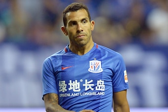 This photo taken on June 17, 2017 shows Argentine striker Carlos Tevez of Shanghai Shenhua reacting in their 13th round match against Chongqing Lifan during the 2017 Chinese Football Association Super League (CSL) in Shanghai.
Shenhua shelled out some of 