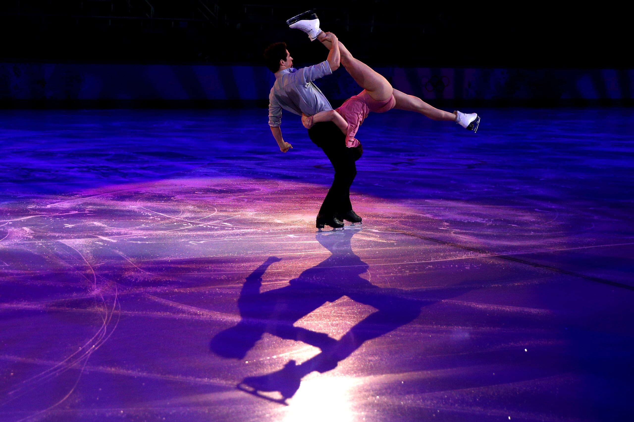 SOCHI, RUSSIA - FEBRUARY 22:  Kirsten Moore-Towers and Dylan Moscovitch of Canada perform during the Figure Skating Exhibition Gala at Iceberg Skating Palace on February 22, 2014 in Sochi.  (Photo by Paul Gilham/Getty Images)