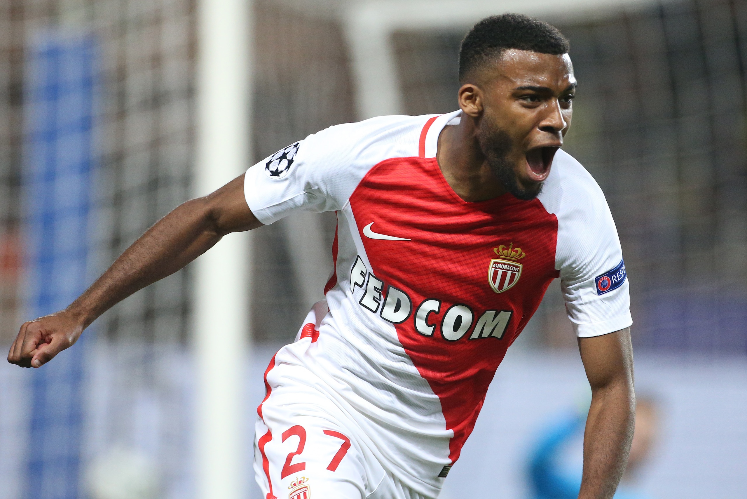 MONACO, MONACO - NOVEMBER 22: Thomas Lemar of Monaco celebrates his goal during the UEFA Champions League match between AS Monaco FC and Tottenham Hotspur FC at Stade Louis II on November 22, 2016 in Monaco. (Photo by Jean Catuffe/Getty Images)