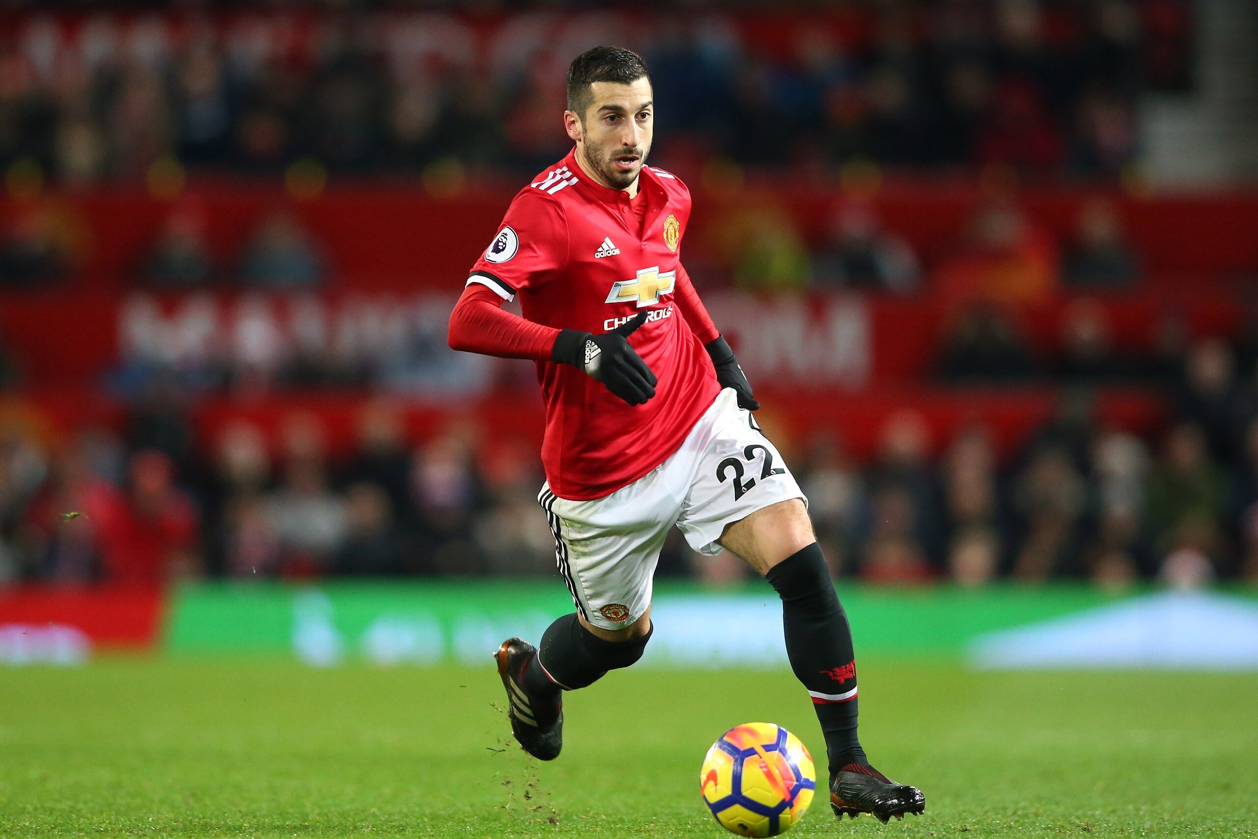 MANCHESTER, ENGLAND - DECEMBER 26:  Henrikh Mkhitaryan of Manchester United during the Premier League match between Manchester United and Burnley at Old Trafford on December 26, 2017 in Manchester, England.  (Photo by Alex Livesey/Getty Images)