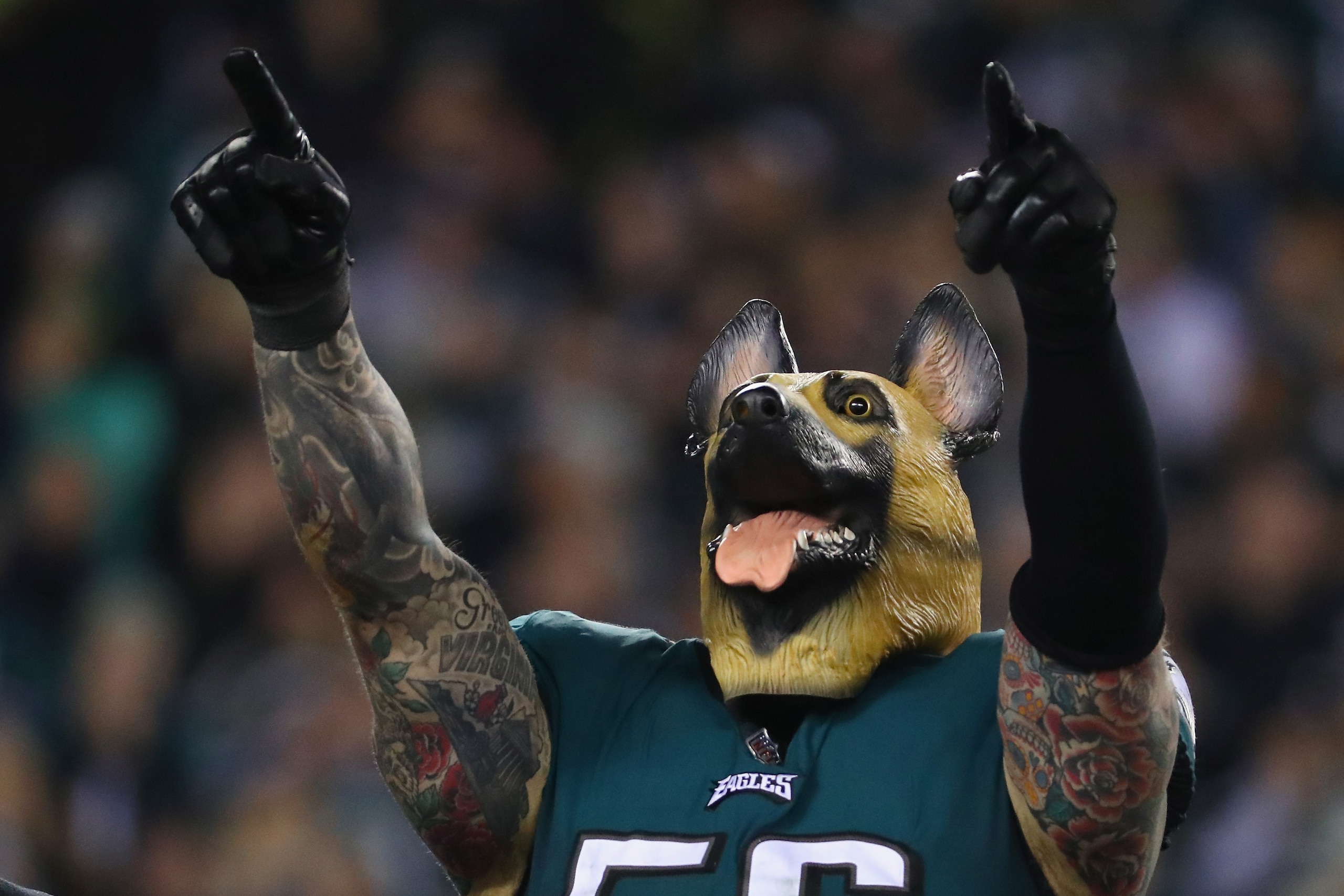 PHILADELPHIA, PA - JANUARY 21: Chris Long #56 of the Philadelphia Eagles celebrates after his team defeated the Minnesota Vikings in the NFC Championship game at Lincoln Financial Field on January 21, 2018 in Philadelphia, Pennsylvania. The Philadelphia E