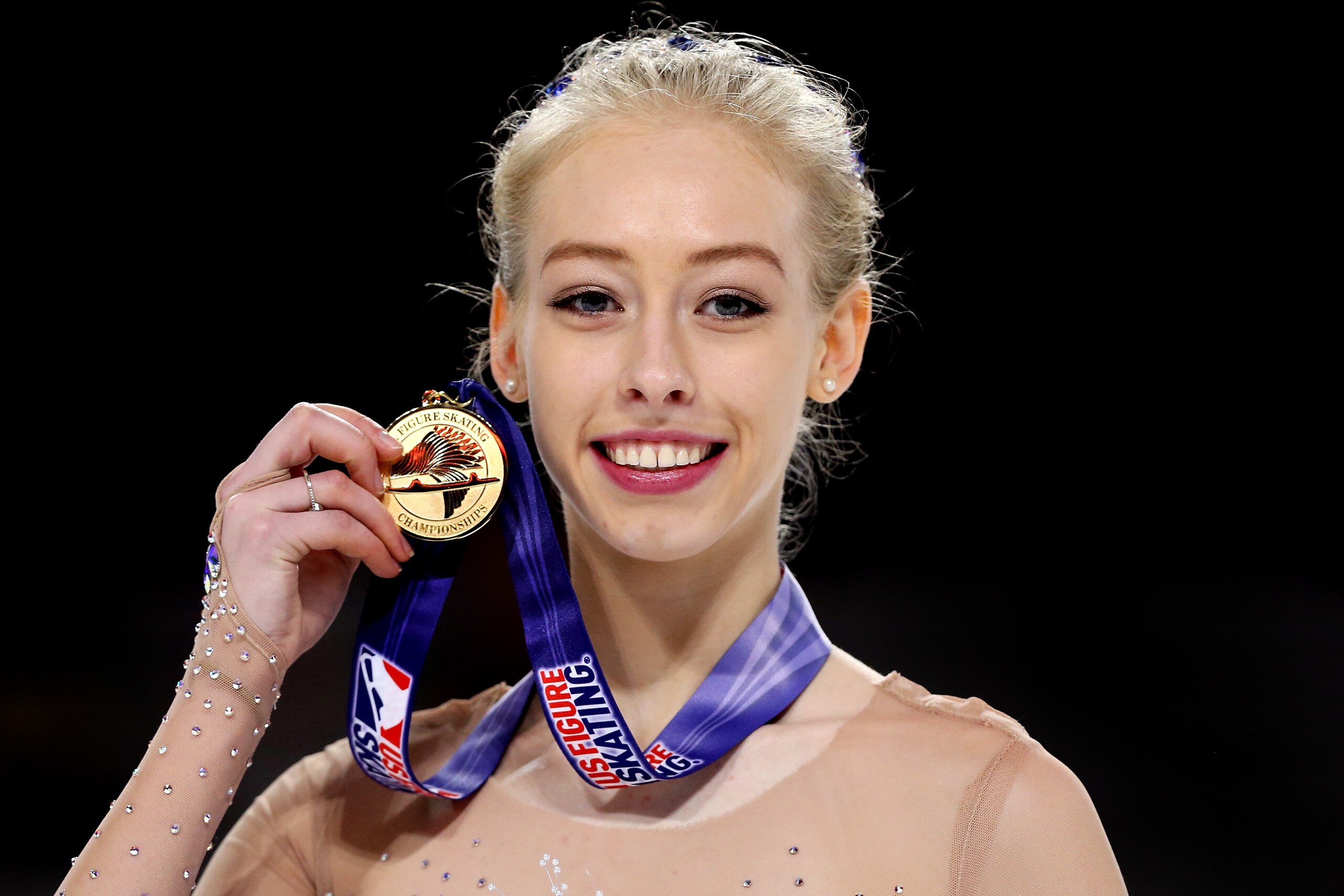 SAN JOSE, CA - JANUARY 05:  Bradie Tennell poses for photographers after the medals ceremony for the Championship Ladies during the 2018 Prudential U.S. Figure Skating Championships at the SAP Center on January 5, 2018 in San Jose, California.  (Photo by 