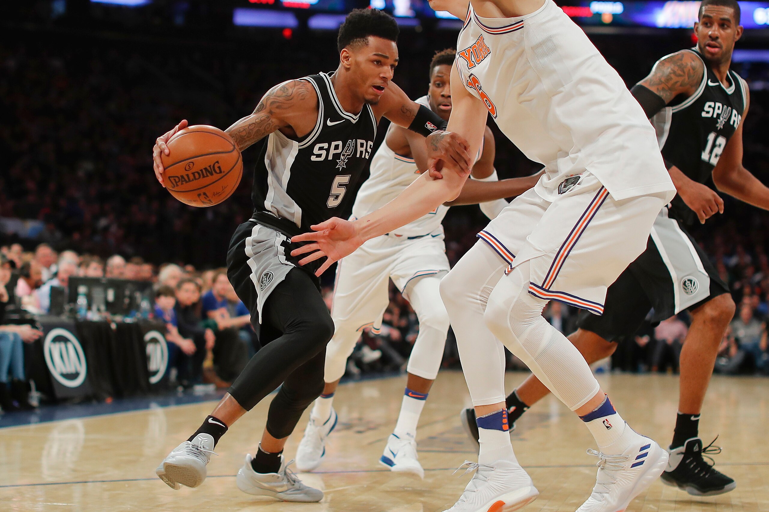 Dejounte Murray is averaging 4.9 assists and 1.7 steals per 36 minutes this season, according to Basketball-Reference.com.