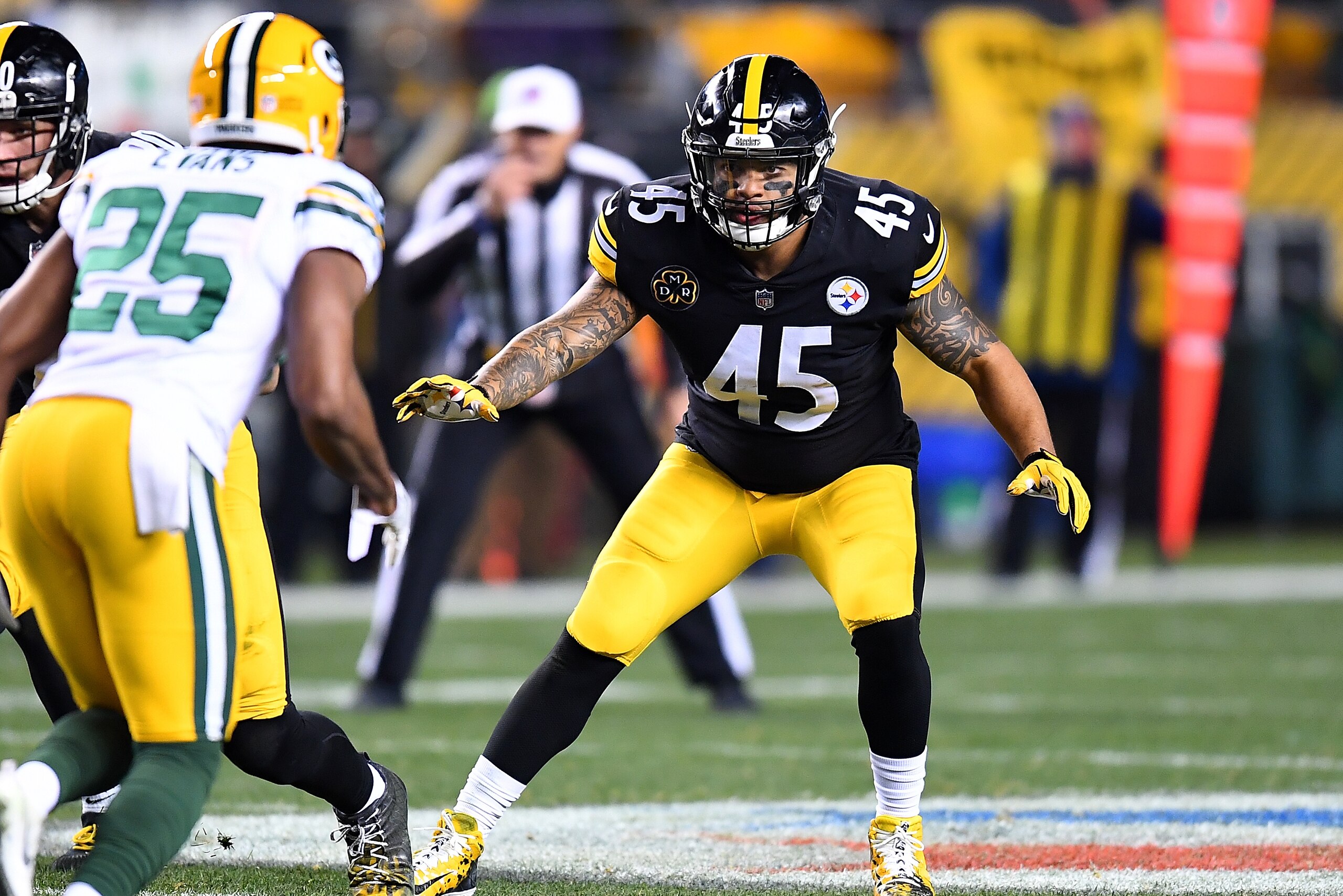 PITTSBURGH, PA - NOVEMBER 26: Roosevelt Nix-Jones #45 of the Pittsburgh Steelers in action during the game against the Green Bay Packers at Heinz Field on November 26, 2017 in Pittsburgh, Pennsylvania. (Photo by Joe Sargent/Getty Images)