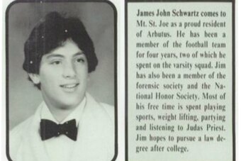 Jim Schwartz in his Mount Saint Joseph High School yearbook.