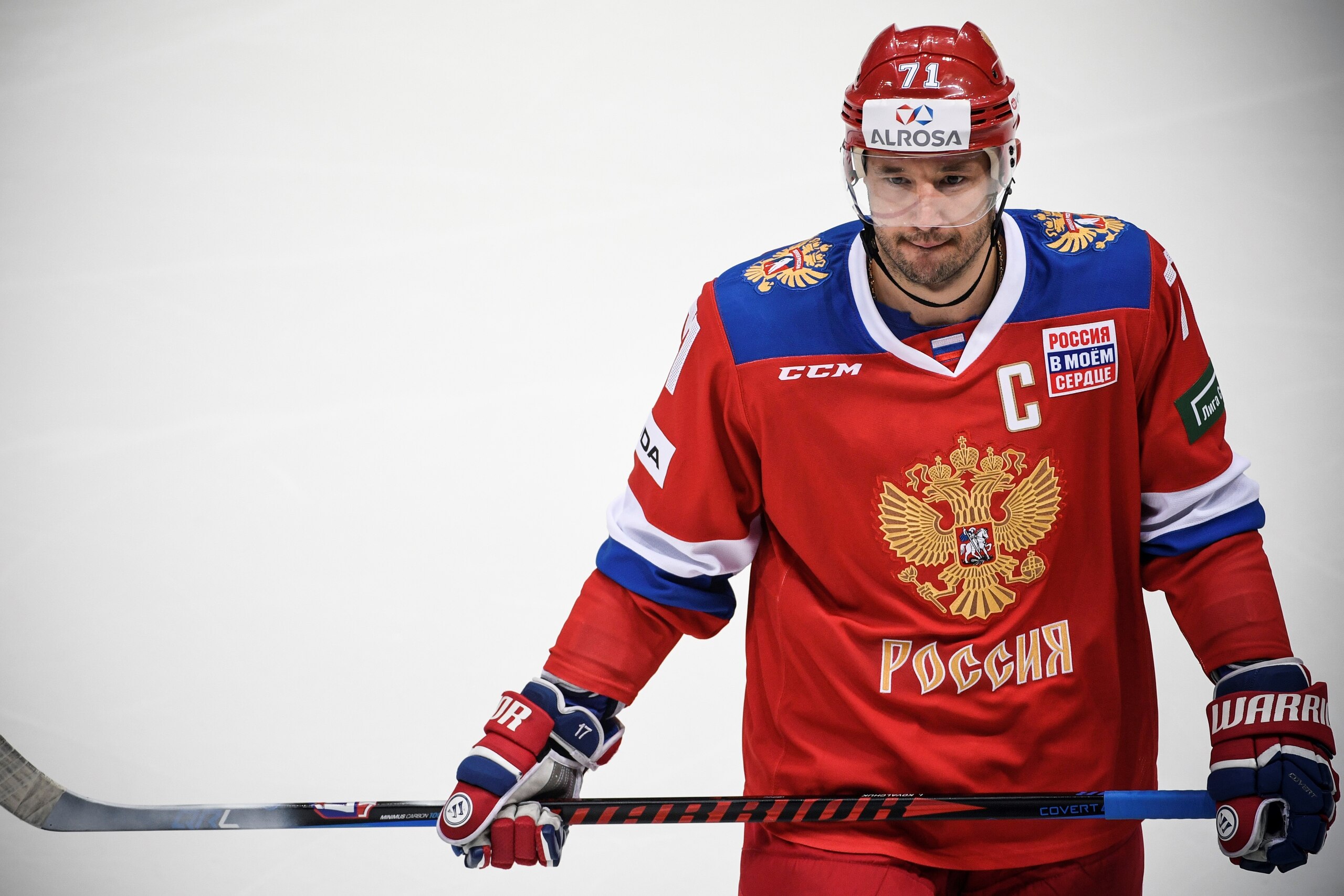 Russia's forward Ilya Kovalchuk is seen during the Channel One Cup of the Euro Hockey Tour ice hockey match between Russia and Sweden in Moscow on December 14, 2017.
 / AFP PHOTO / Alexander NEMENOV        (Photo credit should read ALEXANDER NEMENOV/AFP/G