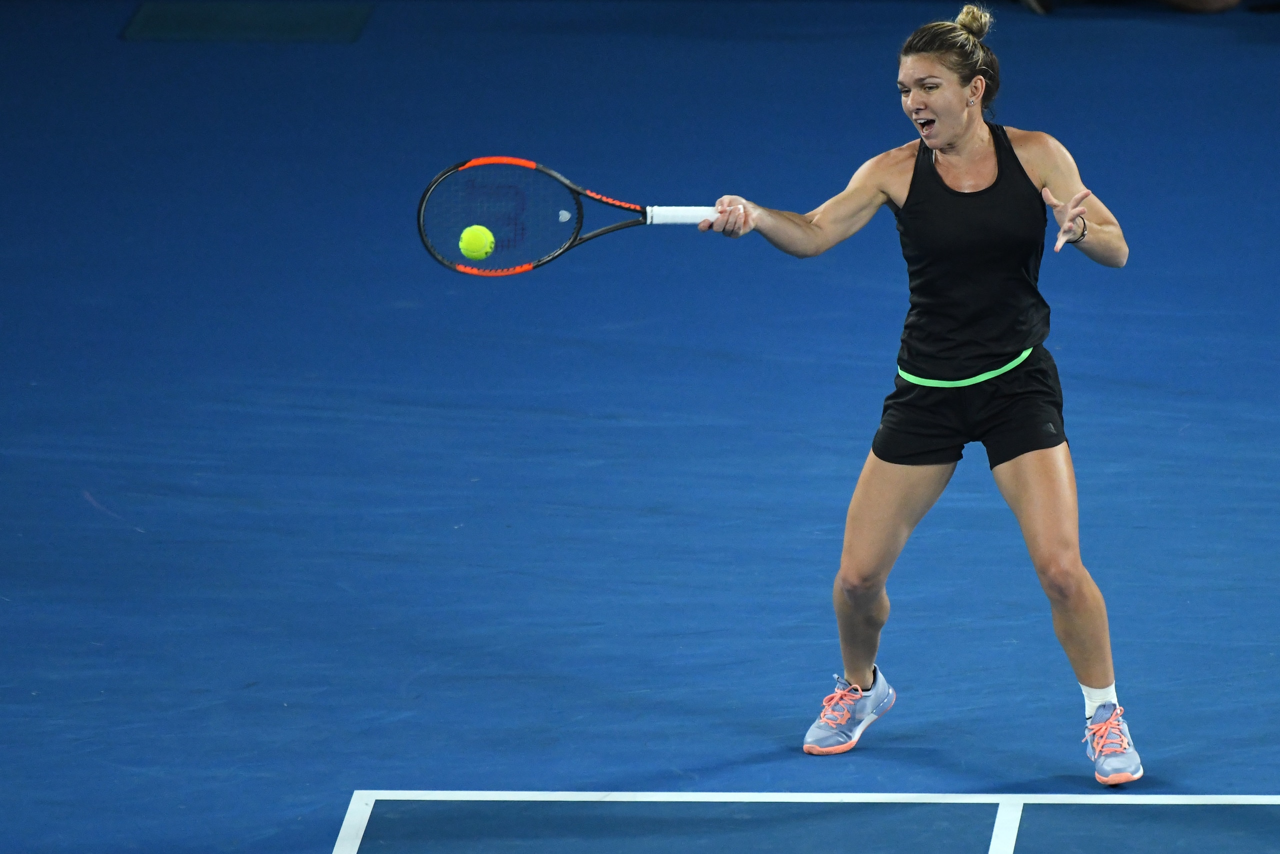 MELBOURNE, AUSTRALIA - JANUARY 26:  Simona Halep of Romania during her practice session on day 12 of the 2018 Australian Open at Melbourne Park on January 26, 2018 in Melbourne, Australia.  (Photo by Vince Caligiuri/Getty Images)