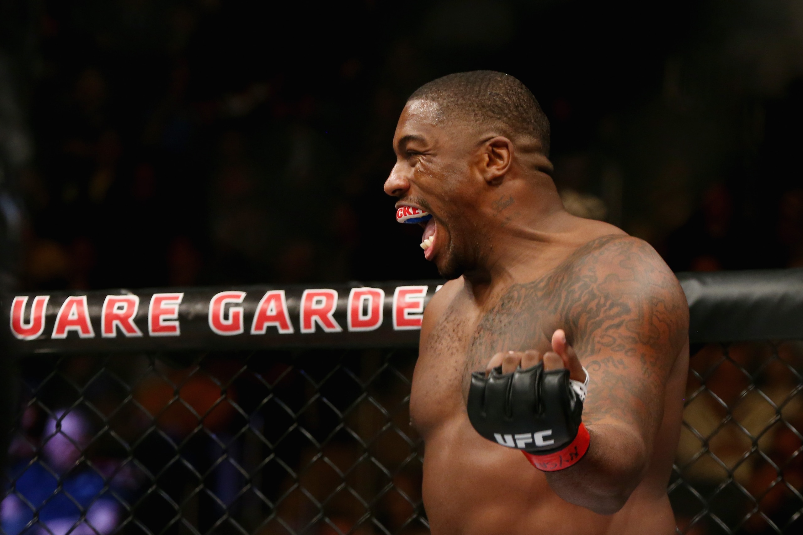 NEW YORK, NY - NOVEMBER 04: Walt Harris
laughs during his heavyweight bout against Mark Godbeer of England during the UFC 217 event at Madison Square Garden on November 4, 2017 in New York City. (Photo by Mike Stobe/Getty Images) NEW YORK, NY - NOVEMBER 04: Walt Harris
laughs during his heavyweight bout against Mark Godbeer of England during the UFC 217 event at Madison Square Garden on November 4, 2017 in New York City. (Photo by Mike Stobe/Getty Images)