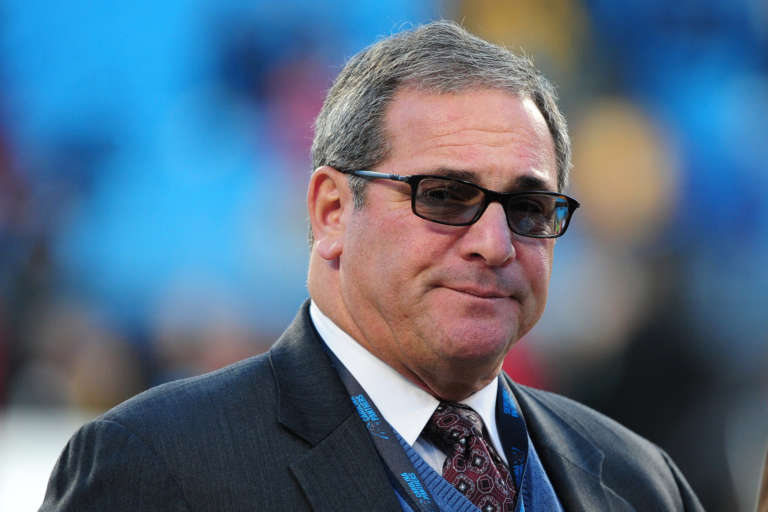 CHARLOTTE, NC - JANUARY 24: General Manager Dave Gettleman of the Carolina Panthers watches warms up before the NFC Championship Game against the Arizona Cardinals at Bank Of America Stadium on January 24, 2016 in Charlotte, North Carolina. (Photo by Scot