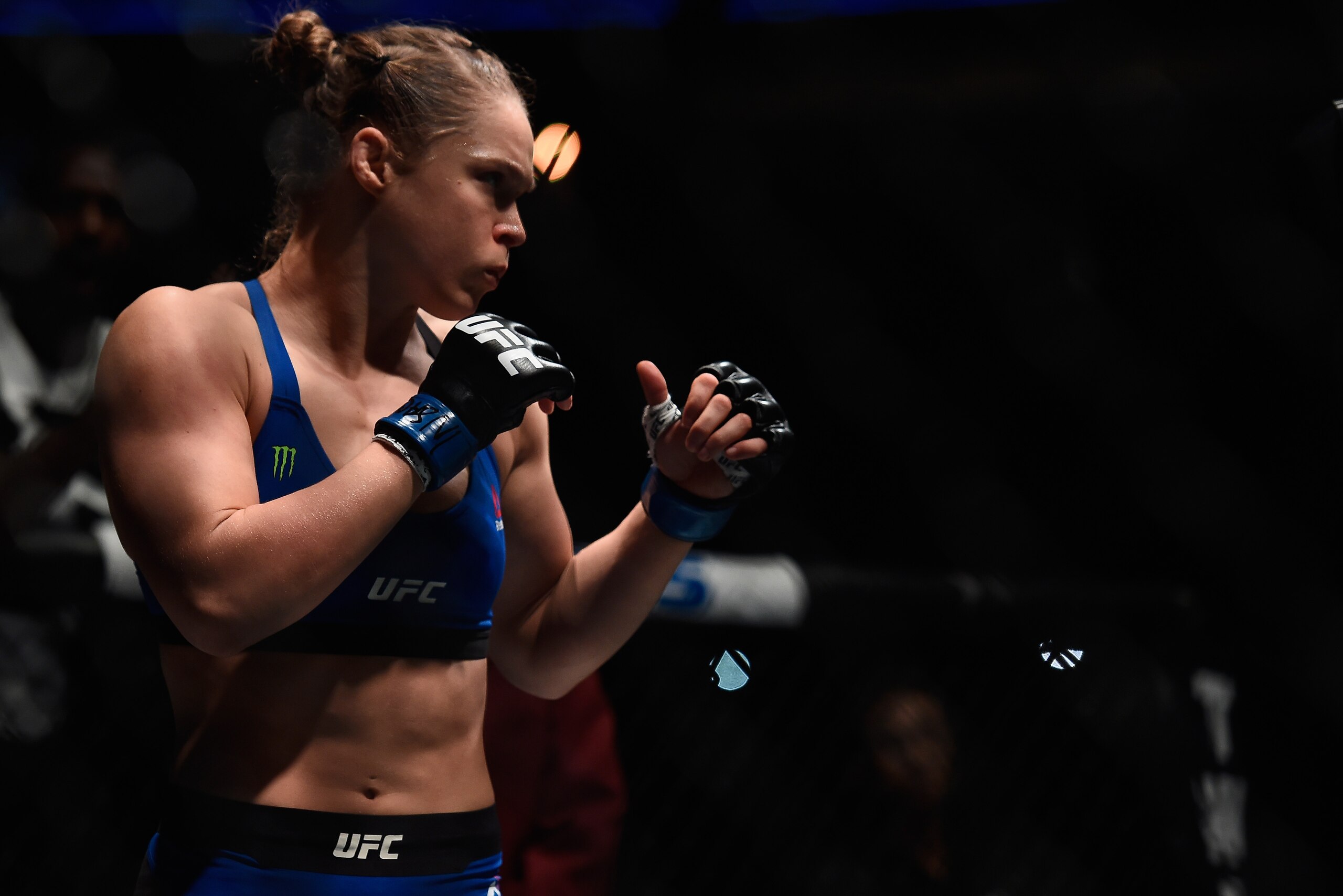 LAS VEGAS, NV - DECEMBER 30:  Ronda Rousey prepares to face Amanda Nunes in their UFC bantmaweight championship bout during the UFC 207 event at T-Mobile Arena on December 30, 2016 in Las Vegas, Nevada.  (Photo by Brandon Magnus/Zuffa LLC/Zuffa LLC via Ge