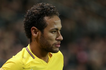 RENNES, FRANCE - JANUARY 30: Neymar Jr of PSG during the French League Cup (Coupe de la Ligue) match between Stade Rennais and Paris Saint Germain (PSG) at Roazhon Park on January 30, 2018 in Rennes, France. (Photo by Jean Catuffe/Getty Images)