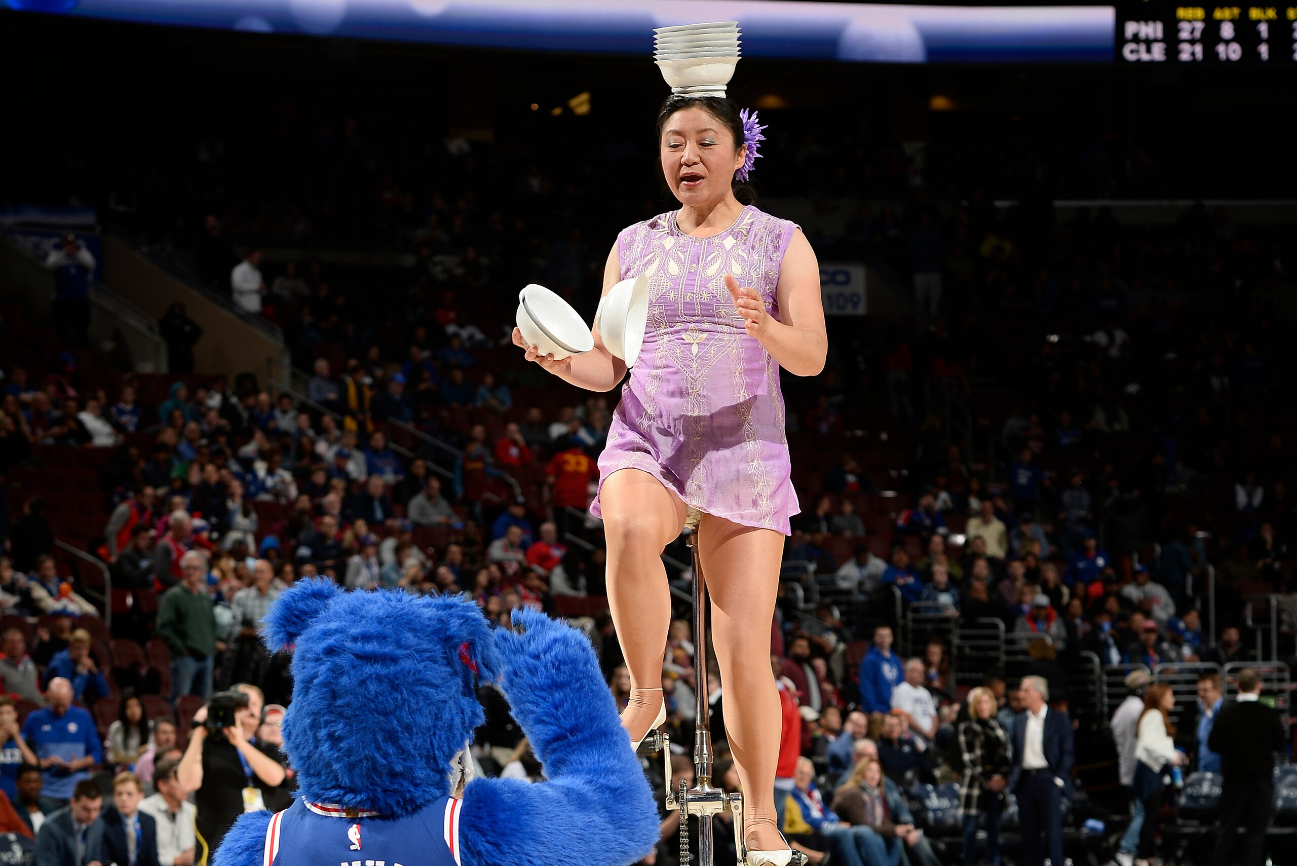 PHILADELPHIA,PA - NOVEMBER 27: Red Panda performs during halftime of Cleveland Cavaliers against the Philadelphia 76ers on November 27, 2017 in Philadelphia, Pennsylvania. NOTE TO USER: User expressly acknowledges and agrees that, by downloading and/or PHILADELPHIA,PA - NOVEMBER 27: Red Panda performs during halftime of Cleveland Cavaliers against the Philadelphia 76ers on November 27, 2017 in Philadelphia, Pennsylvania. NOTE TO USER: User expressly acknowledges and agrees that, by downloading and/or