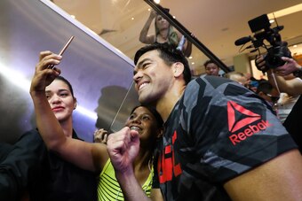 BELEM, BRAZIL - JANUARY 31: UFC middleweight contender Lyoto Machida of Brazil holds an open training session at Boulevard Belem Mall on January 31, 2018 in Belem, Brazil. (Photo by Bruna Prado/Zuffa LLC/Zuffa LLC via Getty Images)