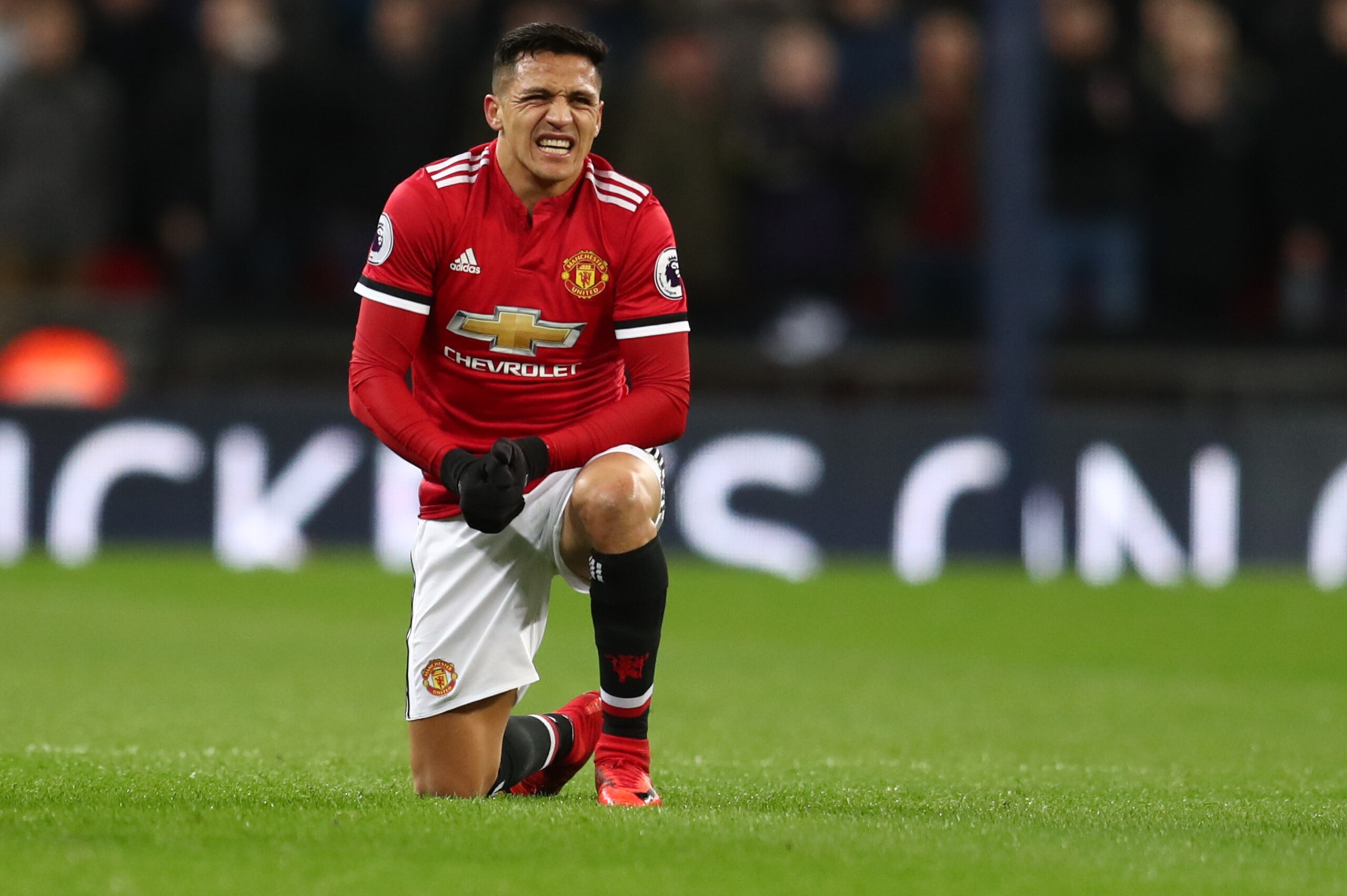 LONDON, ENGLAND - JANUARY 31: Alexis Sanchez of Manchester United during the Premier League match between Tottenham Hotspur and Manchester United at Wembley Stadium on January 31, 2018 in London, England. (Photo by Catherine Ivill/Getty Images)