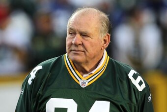 GREEN BAY, WI - JANUARY 15:  Hall of Famer Jerry Kramer and former Green Bay Packer looks on the NFC Divisional playoff game between the Green Bay Packers and the New York Giants at Lambeau Field on January 15, 2012 in Green Bay, Wisconsin.  (Photo by Jon