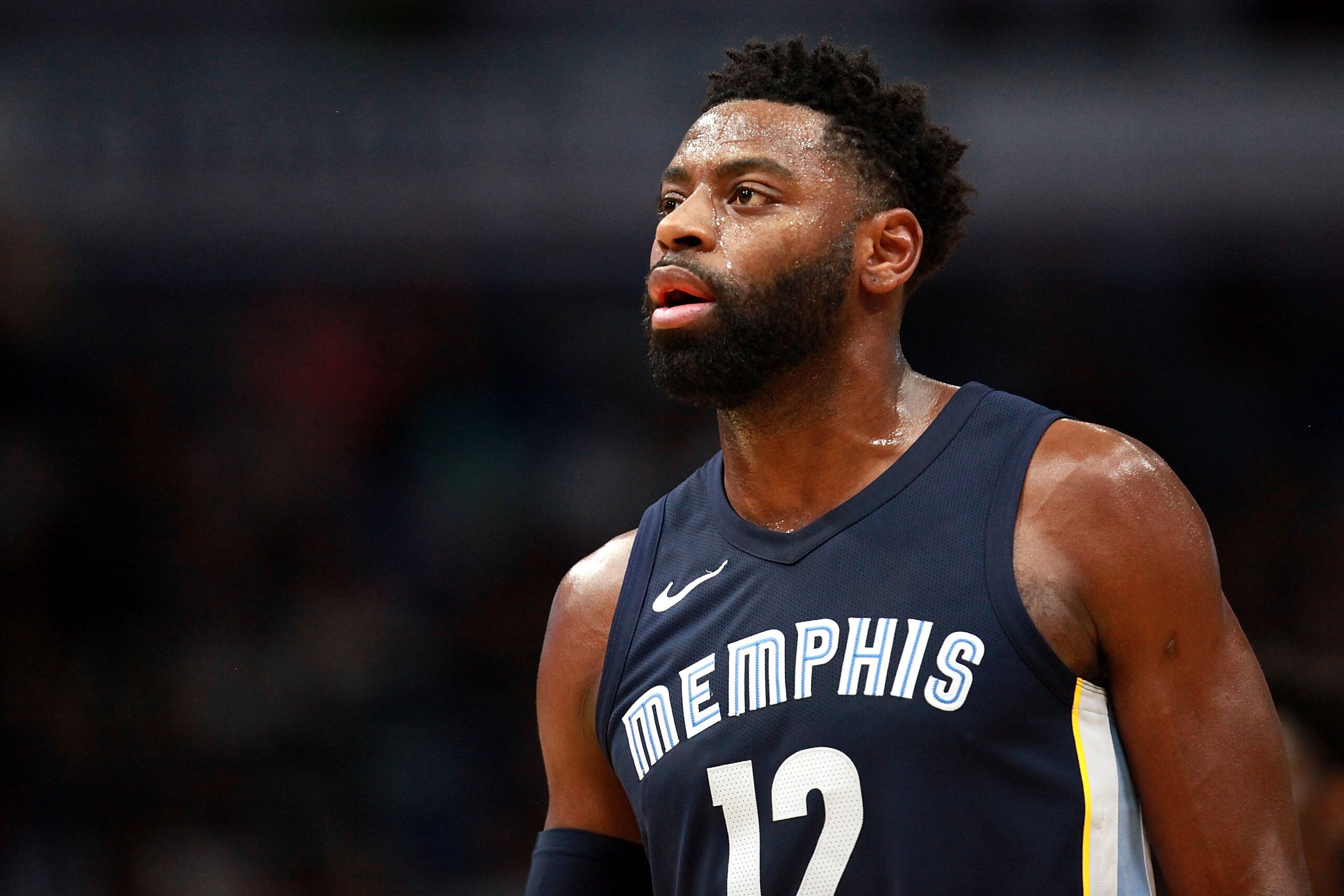 NEW ORLEANS, LA - JANUARY 20:  Tyreke Evans #12 of the Memphis Grizzlies stands on the court during the first half of a NBA game against the New Orleans Pelicans at the Smoothie King Center on January 20, 2018 in New Orleans, Louisiana. NOTE TO USER: User