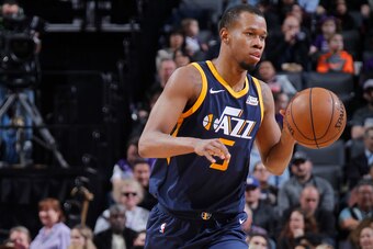 SACRAMENTO, CA - JANUARY 17: Rodney Hood #5 of the Utah Jazz brings the ball up the court against the Sacramento Kings on January 17, 2018 at Golden 1 Center in Sacramento, California. NOTE TO USER: User expressly acknowledges and agrees that, by download