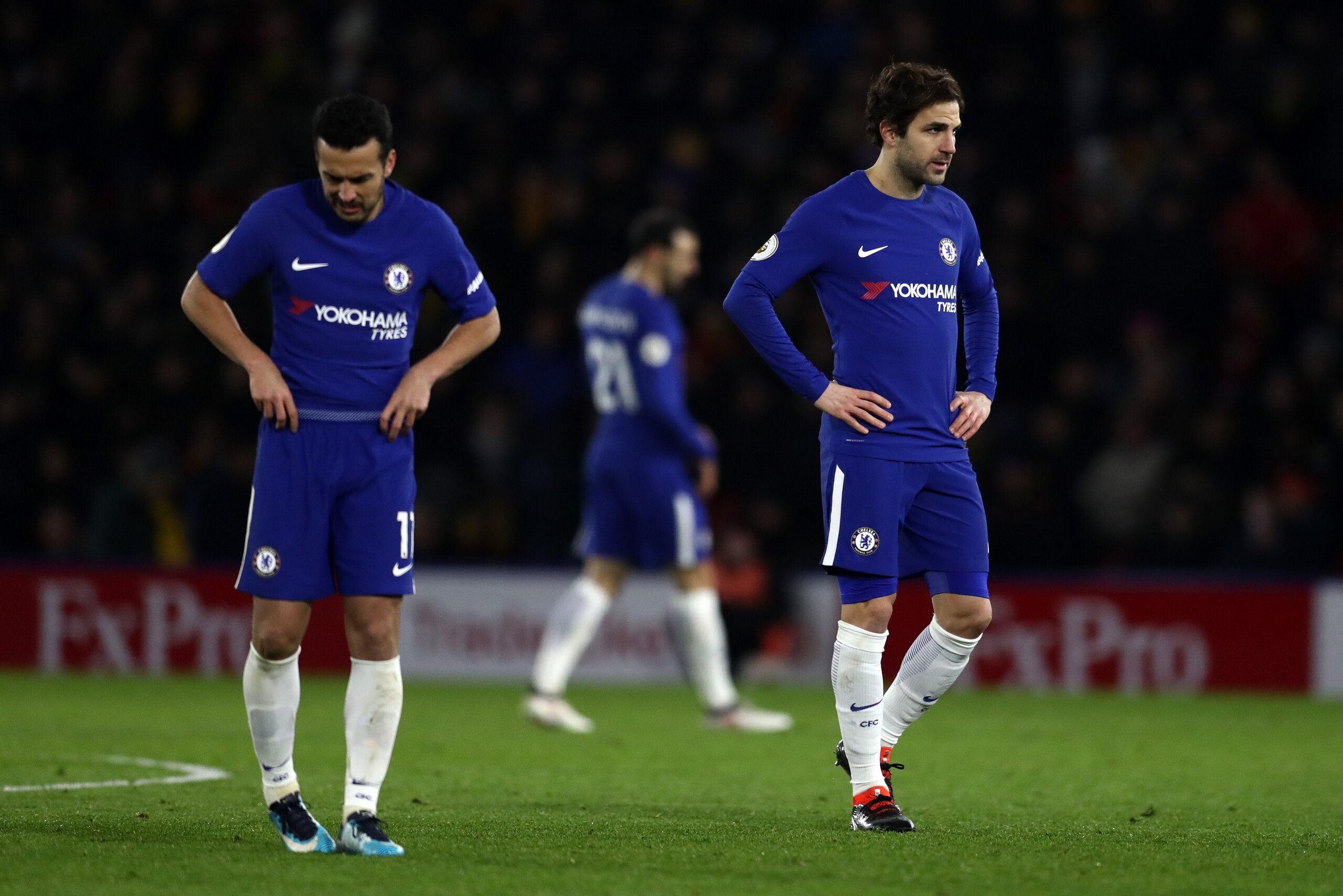 WATFORD, ENGLAND - FEBRUARY 05: A dejected Cesc Fabregas of Chelsea during the Premier League match between Watford and Chelsea at Vicarage Road on February 5, 2018 in Watford, England. (Photo by Catherine Ivill/Getty Images)