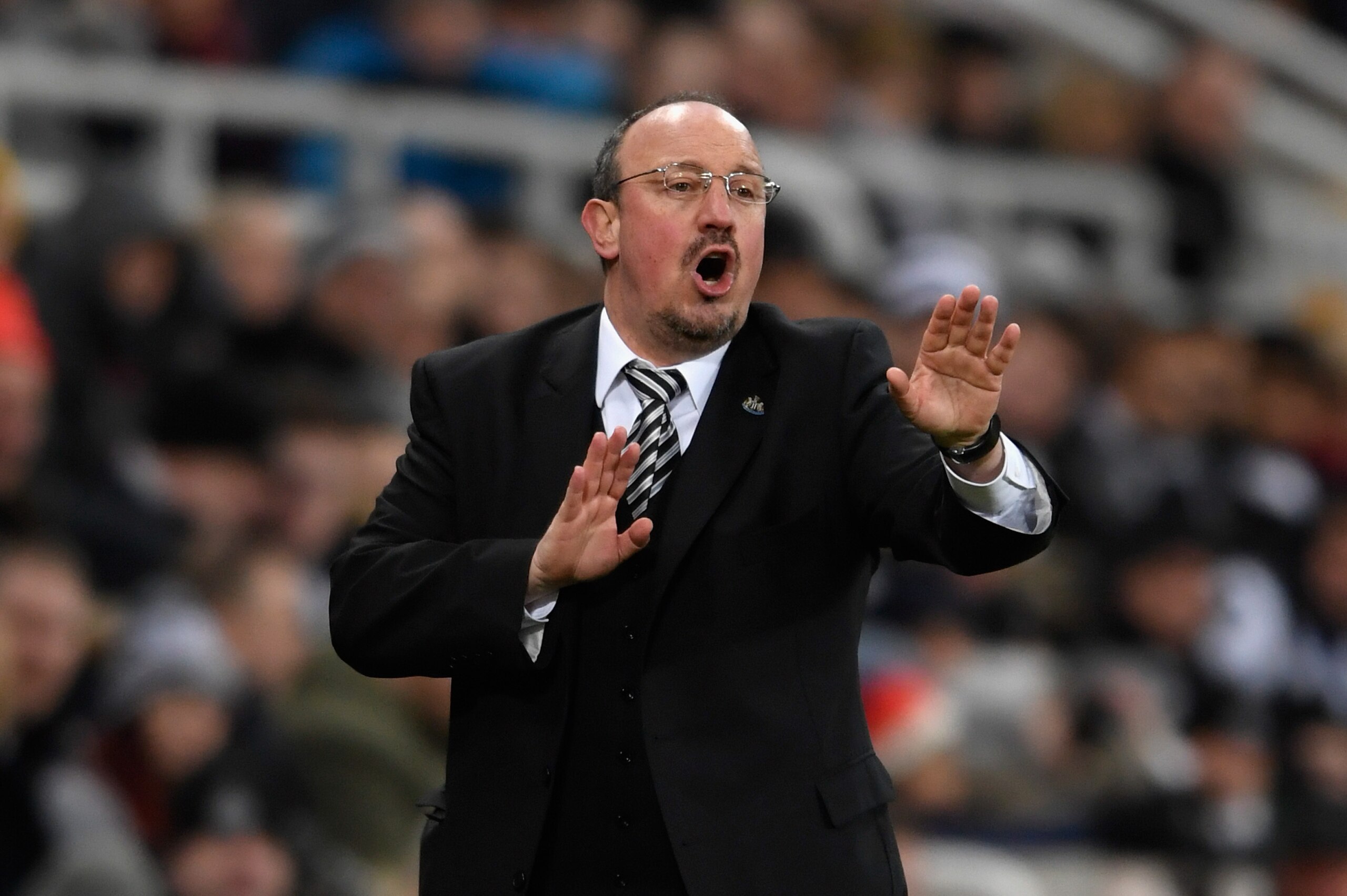 NEWCASTLE UPON TYNE, ENGLAND - JANUARY 31:  Newcastle manager Rafa Benitez reacts during the Premier League match between Newcastle United and Burnley at St. James Park on January 31, 2018 in Newcastle upon Tyne, England.  (Photo by Stu Forster/Getty Imag