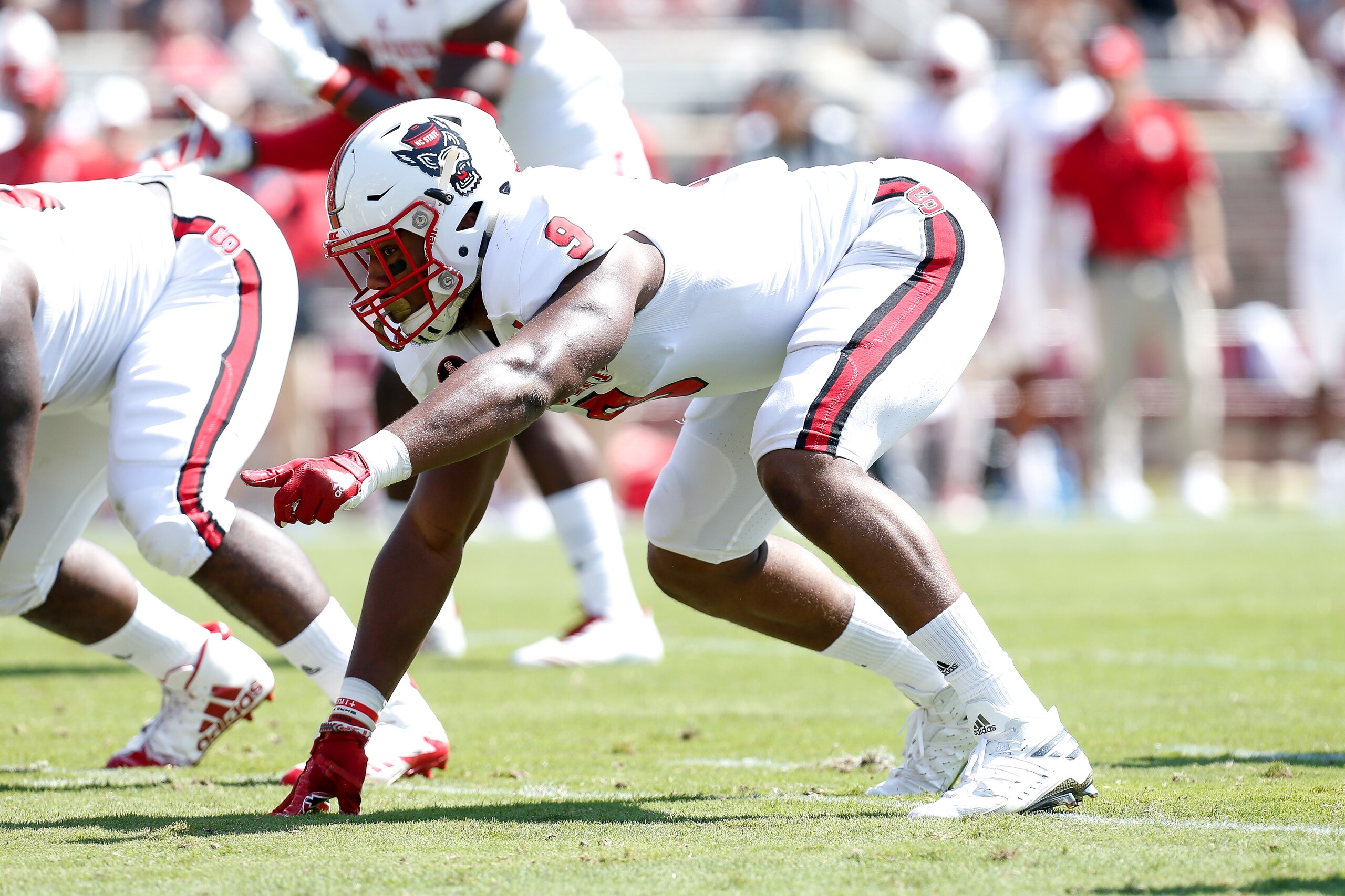 TALLAHASSEE, FL - SEPTEMBER 23: Defensive End Bradley Chubb #9 of the North Carolina State Wolfpack during the game against the Florida State Seminoles at Doak Campbell Stadium on Bobby Bowden Field on September 23, 2017 in Tallahassee, Florida. NC State 