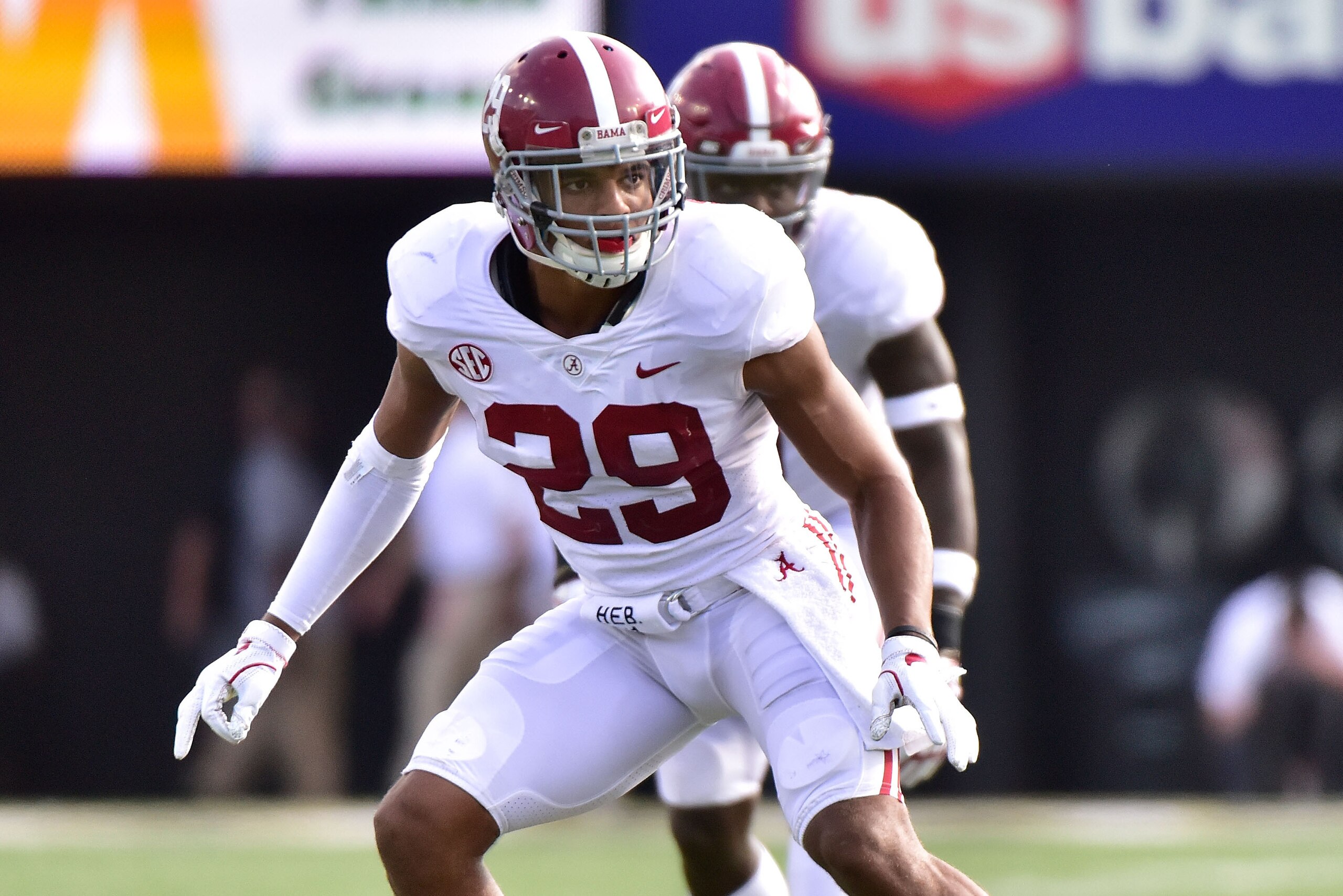 NASHVILLE, TN - SEPTEMBER 23:  Minkah Fitzpatrick #29 of the Alabama Crimson Tide plays against the Vanderbilt Commodores at Vanderbilt Stadium on September 23, 2017 in Nashville, Tennessee.  (Photo by Frederick Breedon/Getty Images)