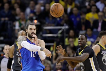 Oklahoma City Thunder center Steven Adams has caused chaos against the Warriors this season.
