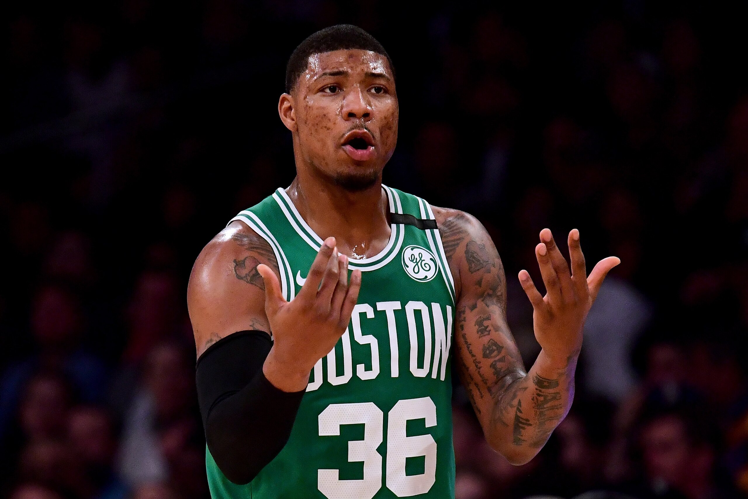 LOS ANGELES, CA - JANUARY 23: Marcus Smart #36 of the Boston Celtics calls for the ball during the first half against the Los Angeles Lakers at Staples Center on January 23, 2018 in Los Angeles, California. (Photo by Harry How/Getty Images) LOS ANGELES, CA - JANUARY 23: Marcus Smart #36 of the Boston Celtics calls for the ball during the first half against the Los Angeles Lakers at Staples Center on January 23, 2018 in Los Angeles, California. (Photo by Harry How/Getty Images)