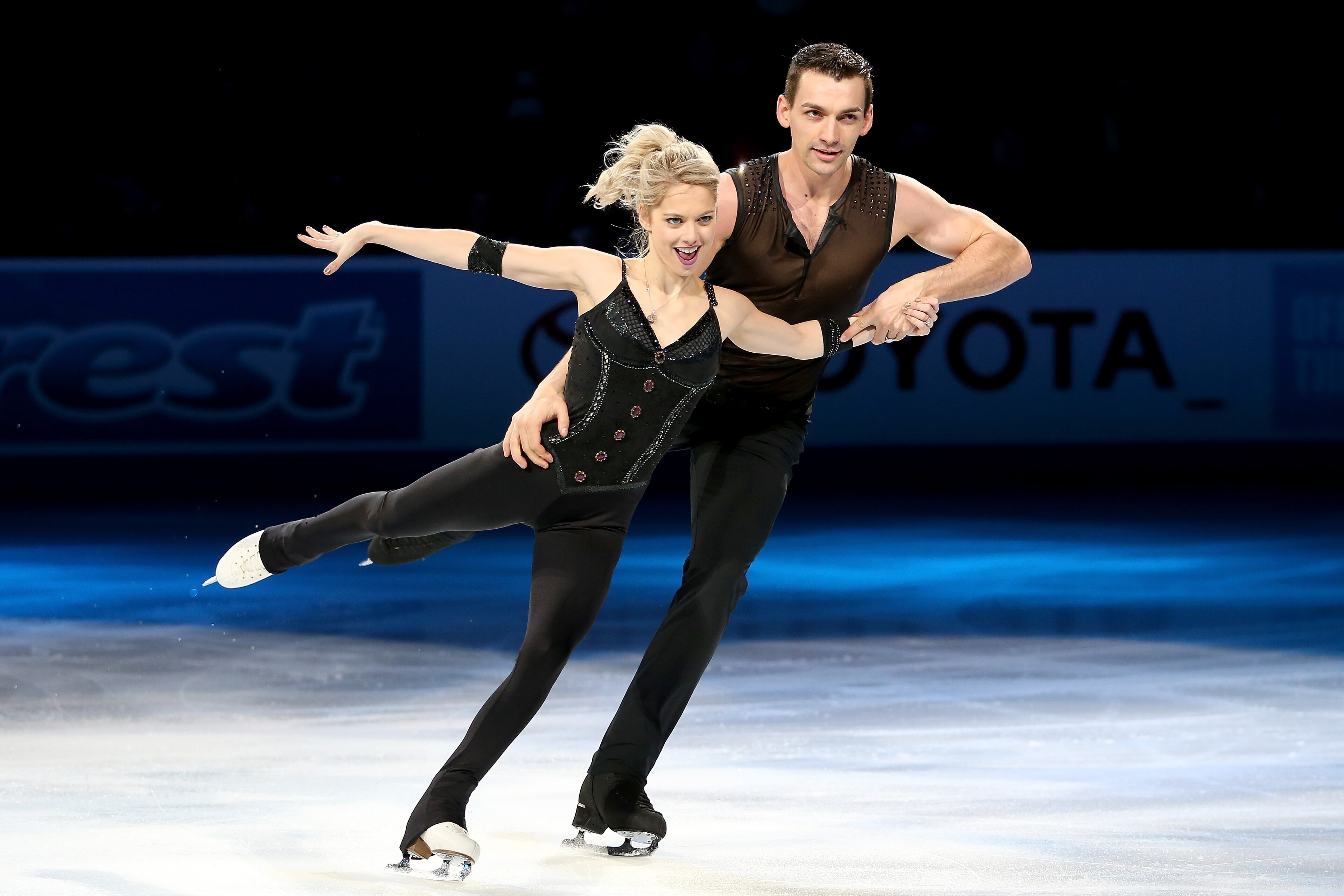 SAN JOSE, CA - JANUARY 07:  Alexa Scimeca-Knierim and Chris Knierim skate in the Smucker's Skating Spectacular during the 2018 Prudential U.S. Figure Skating Championships at the SAP Center on January 7, 2018 in San Jose, California.  (Photo by Matthew St